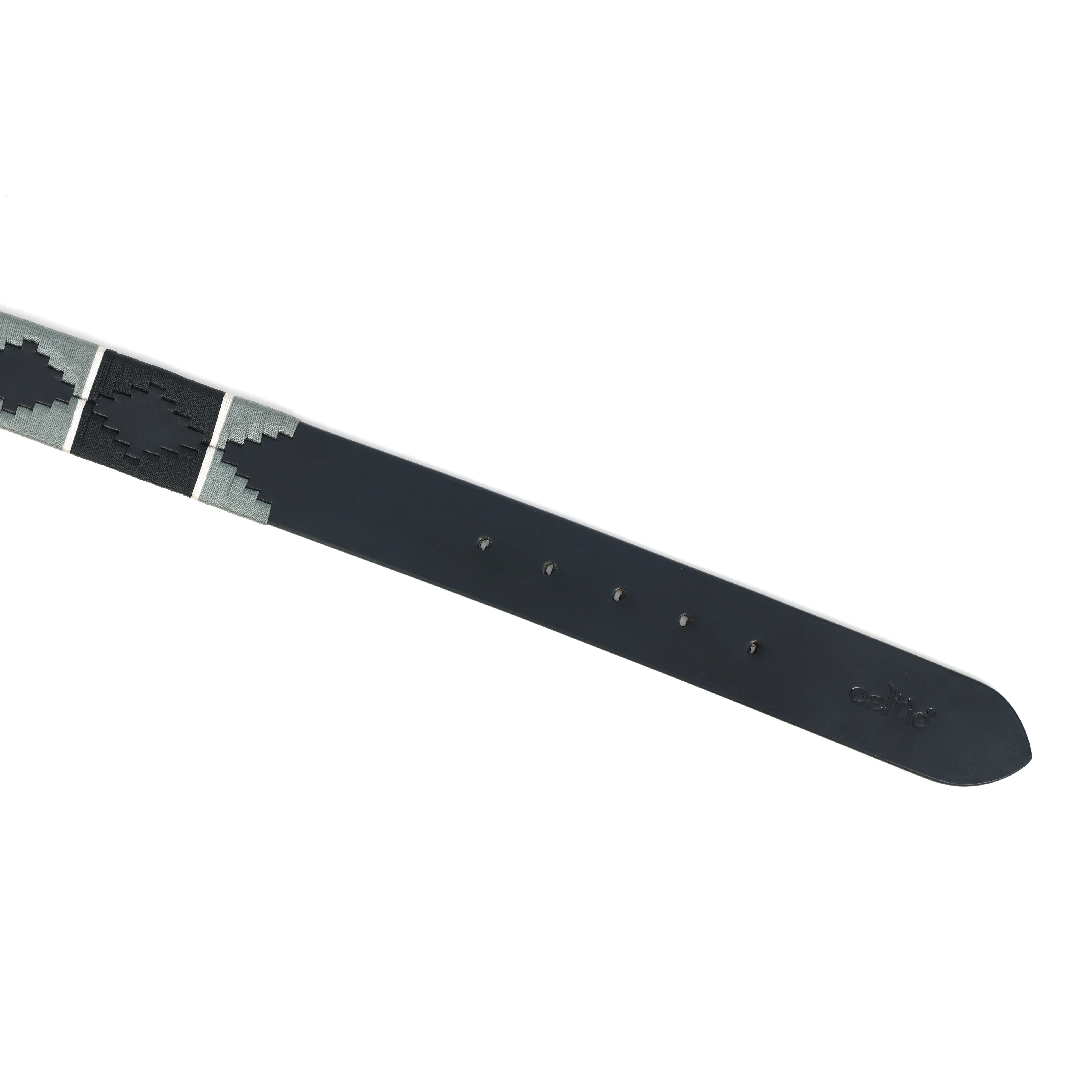 Unisex Handcrafted Black Leather Belt With Geometric Woven Strap And Antique Metal Buckle - Image 8