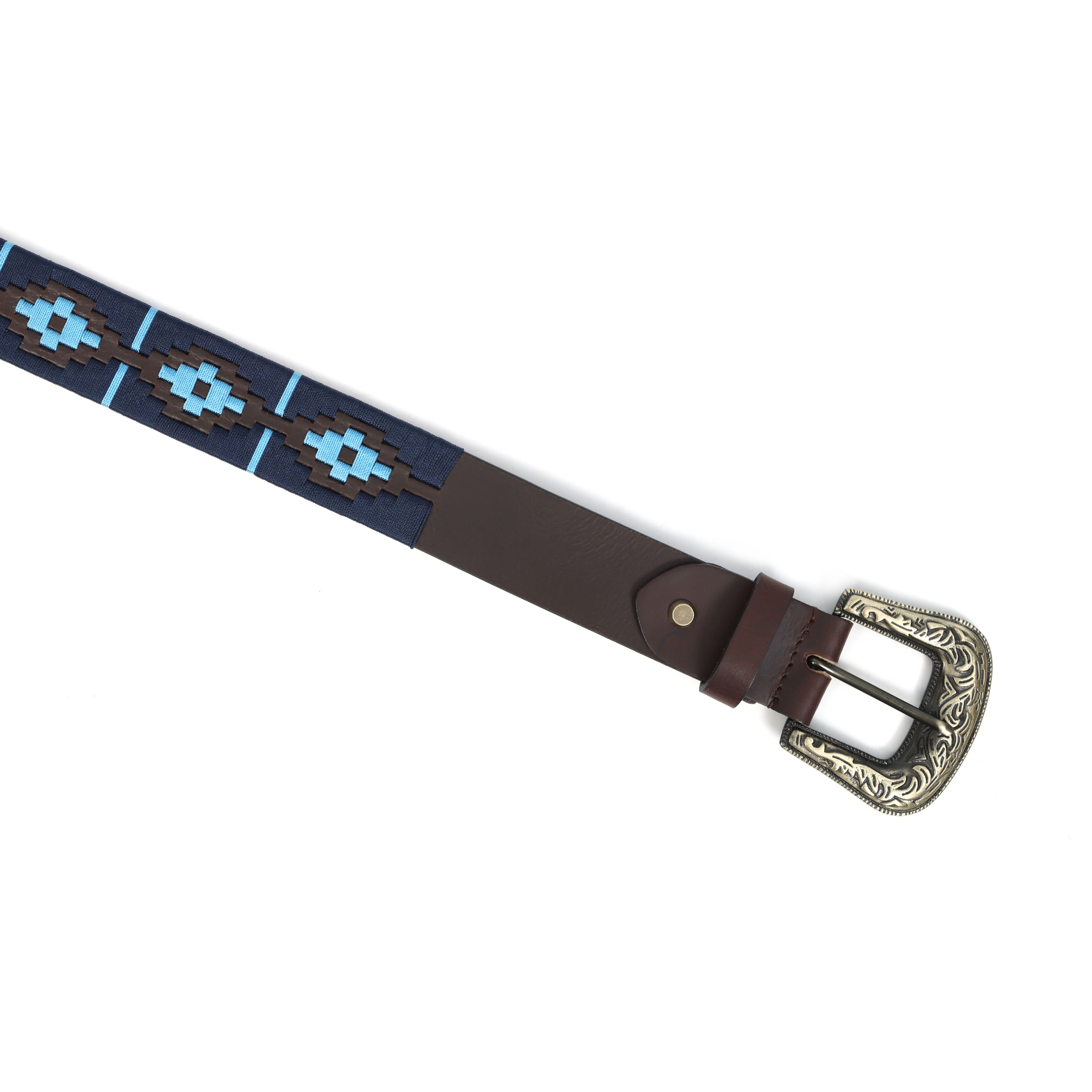 Unisex Handcrafted Leather Belt With Geometric Weave Antique Buckle Casual Wear Accessory. - Image 4