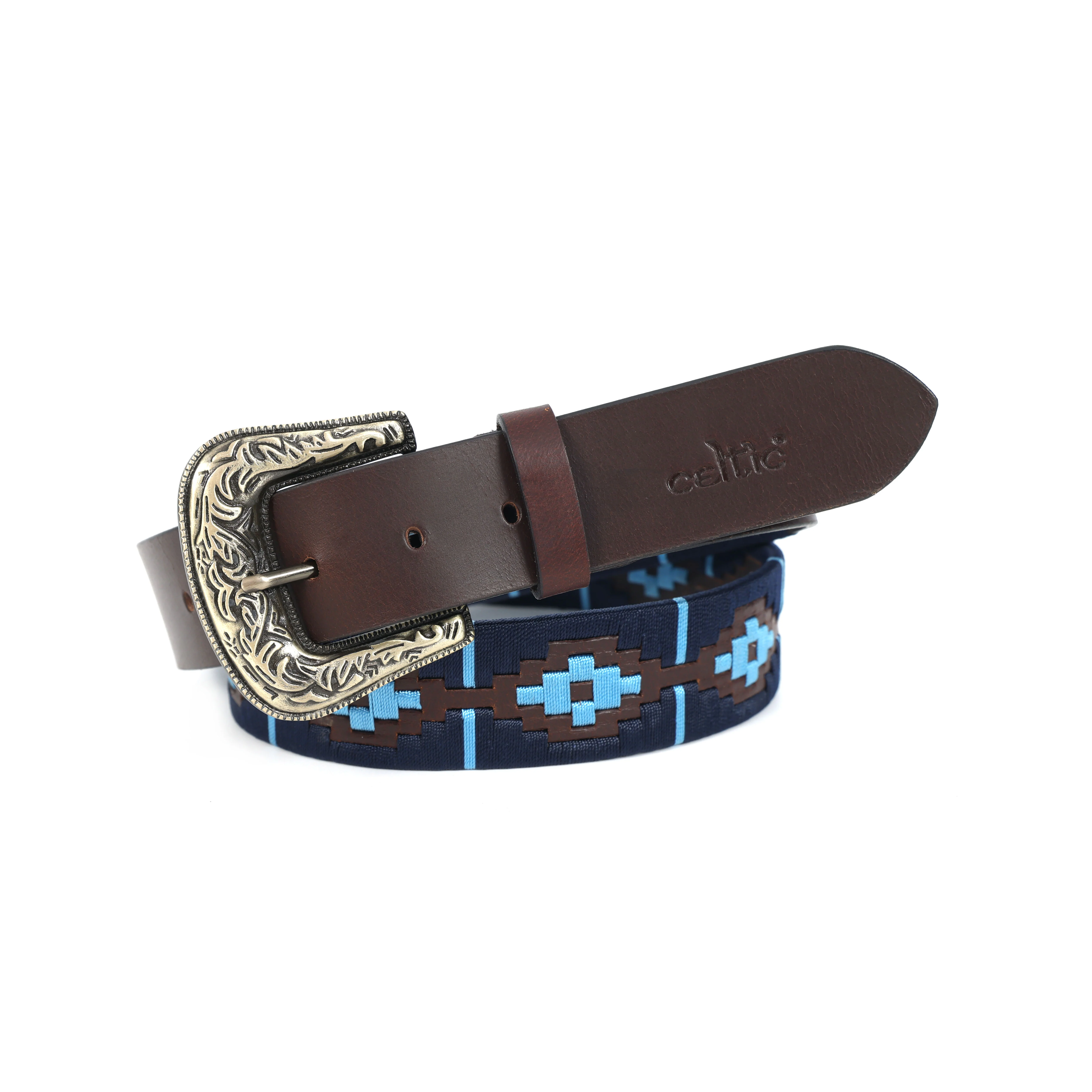 Unisex Handcrafted Leather Belt With Geometric Weave Antique Buckle Casual Wear Accessory. - Image 7
