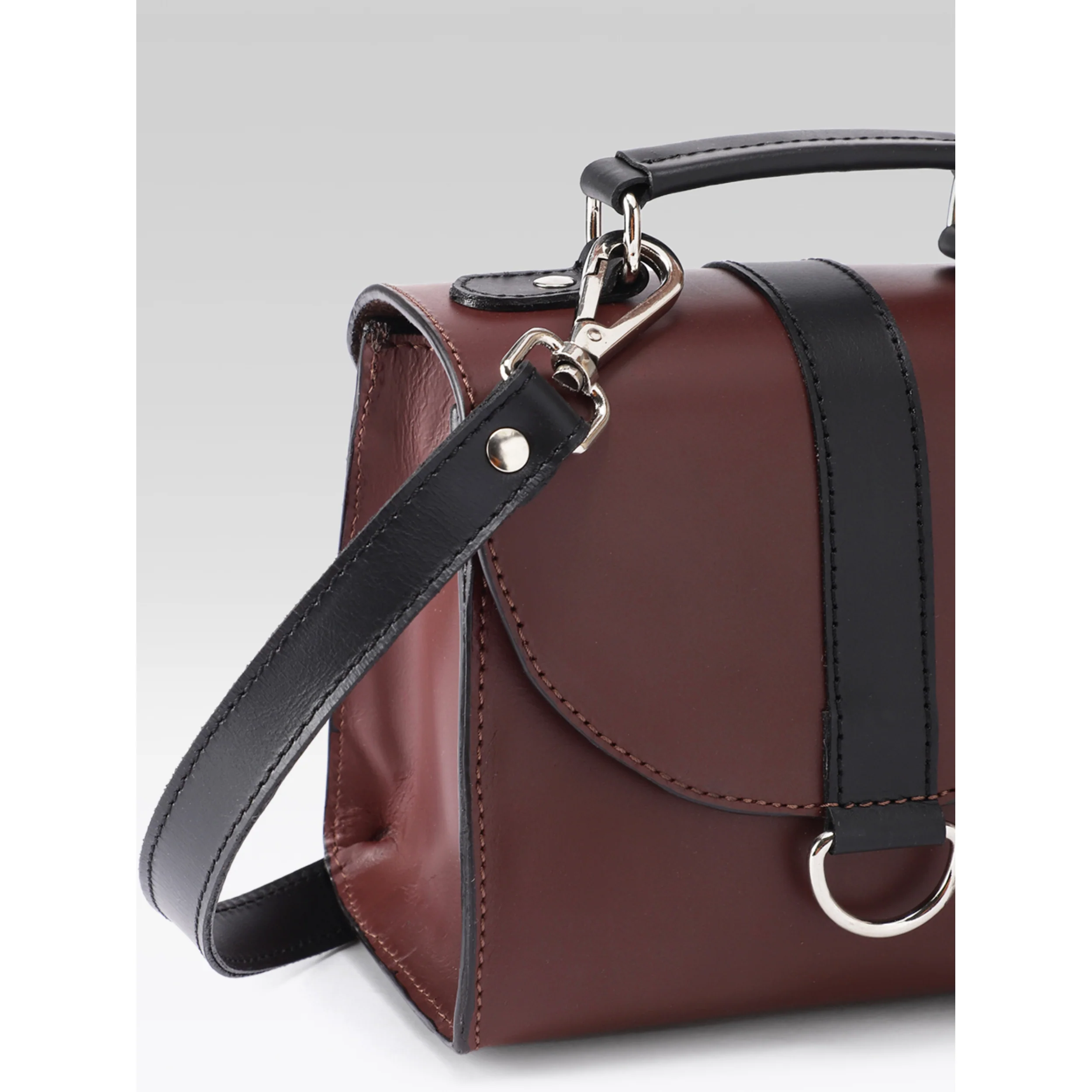Premium Genuine Leather Mini Handbag for Women | Top Handle & Detachable Sling - Image 4