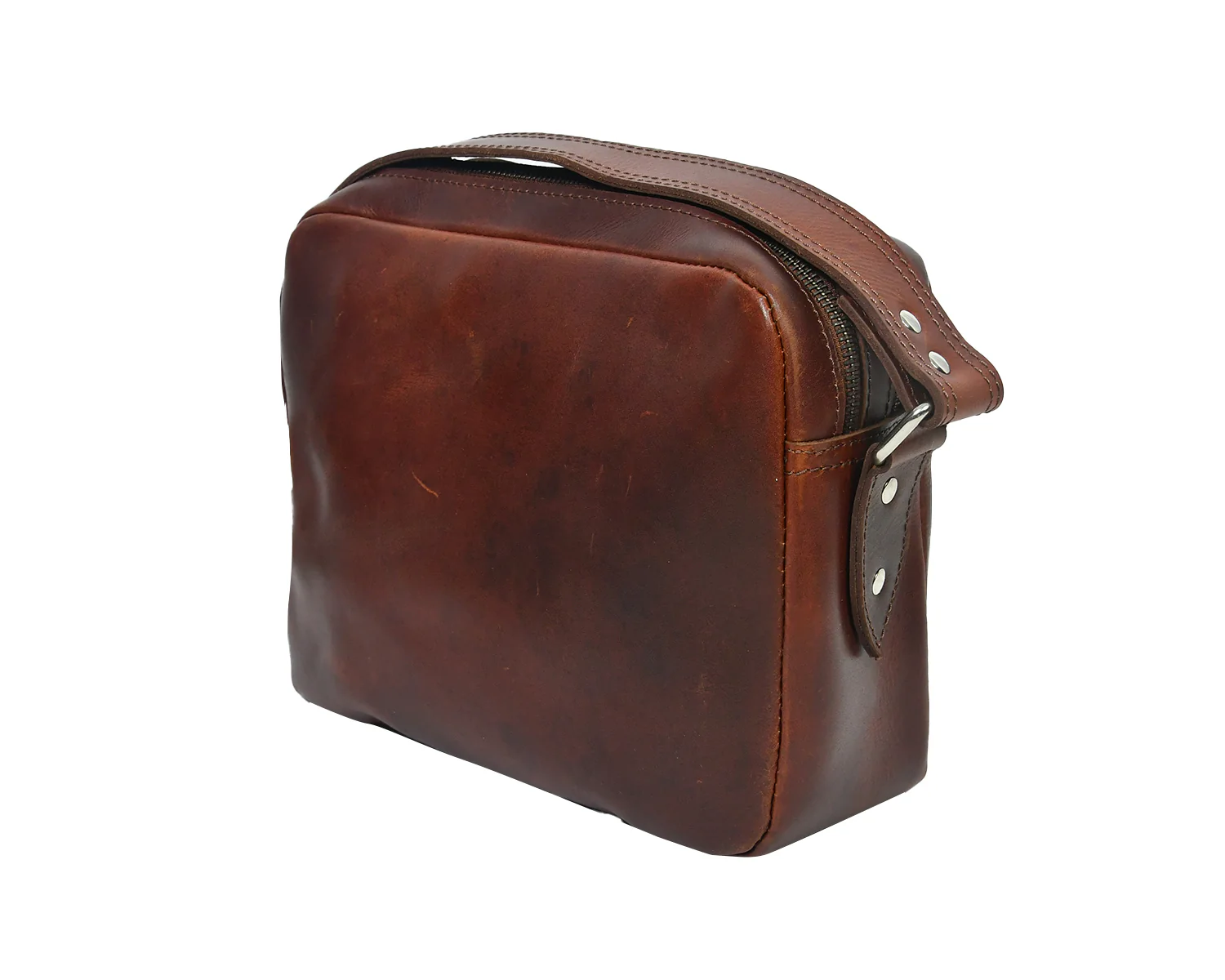 Premium genuine Leather Unisex Crossbody Bag with Dual Zipper Compartments - Image 3