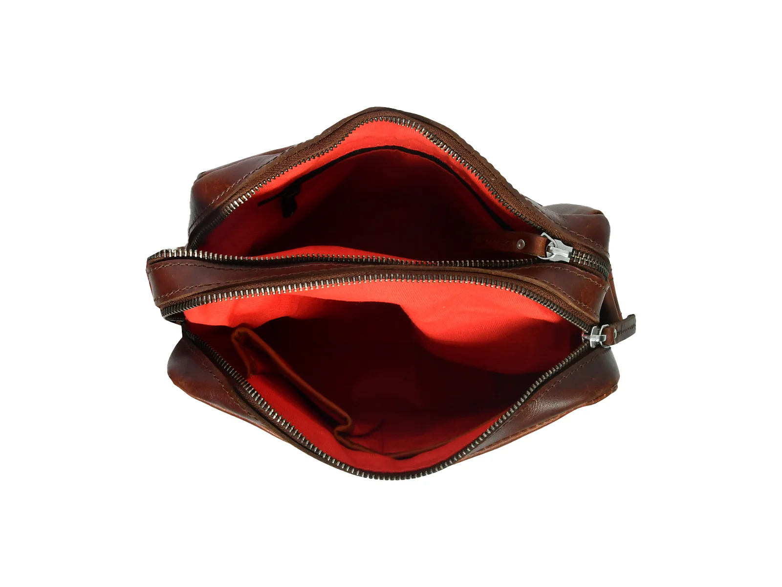 Premium genuine Leather Unisex Crossbody Bag with Dual Zipper Compartments - Image 4
