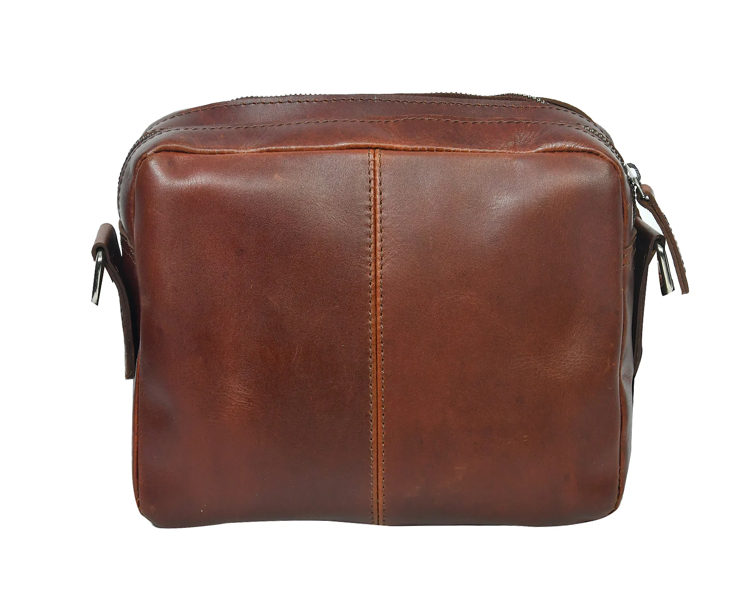 Premium genuine Leather Unisex Crossbody Bag with Dual Zipper Compartments - Image 5
