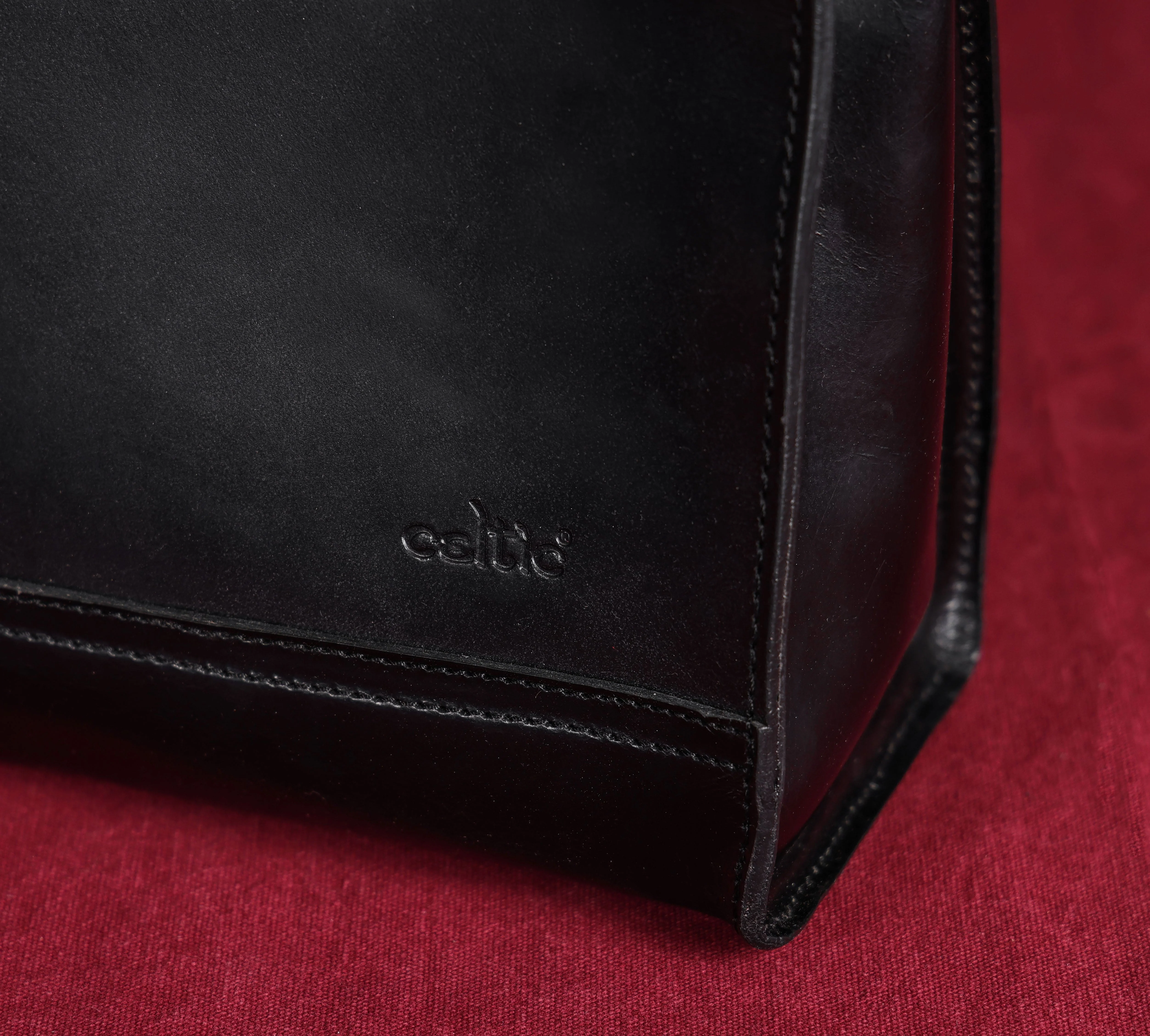 Premium Genuine Leather Structured Shopper Tote with Dual Compartments & Snap Closure - Image 3