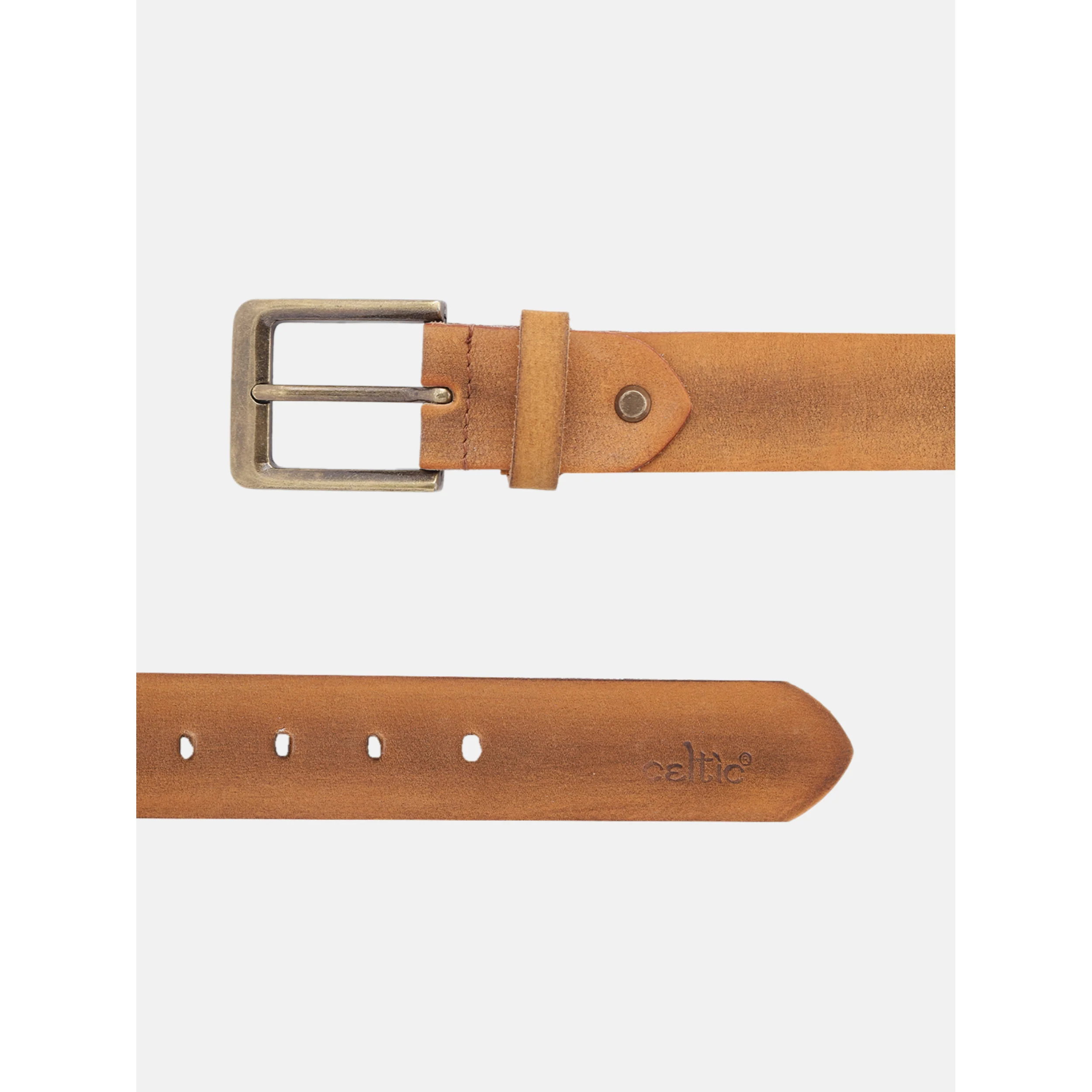 Premium Leather Tan Belt with Antique Buckle - Image 4