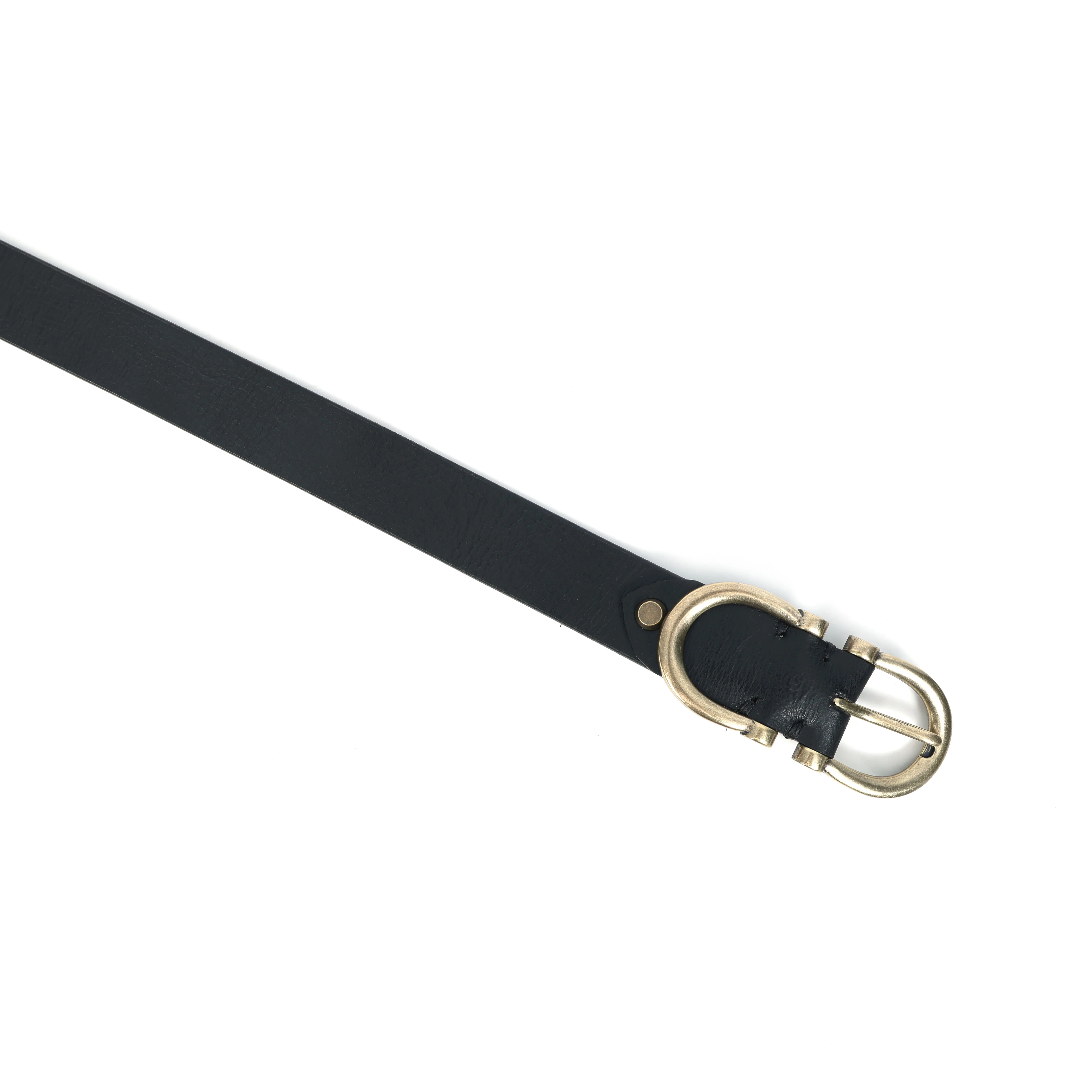 Women Premium Black Leather Belt With Antique Brass Buckle For Casual Formal Wear - Image 4