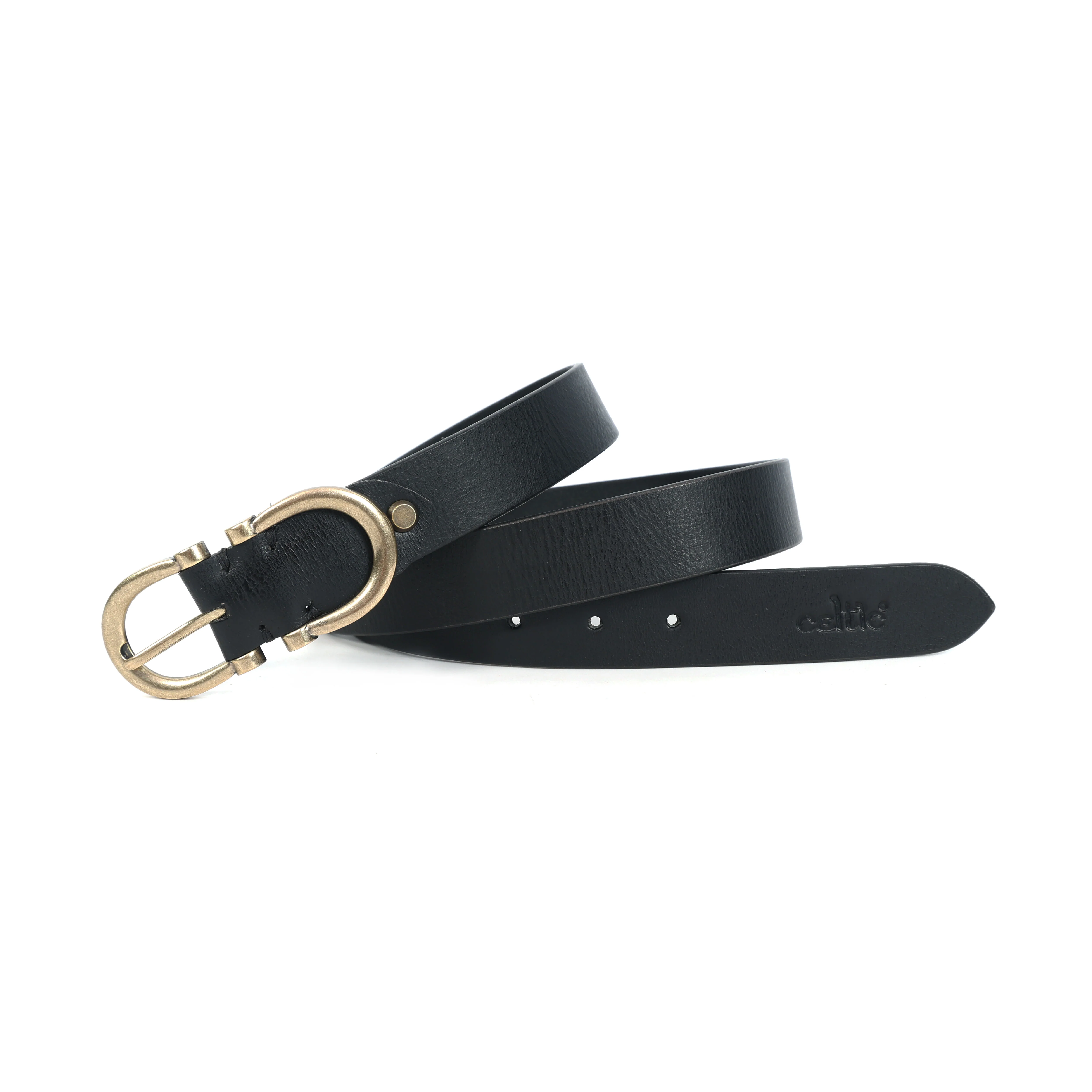Women Premium Black Leather Belt With Antique Brass Buckle For Casual Formal Wear - Image 6