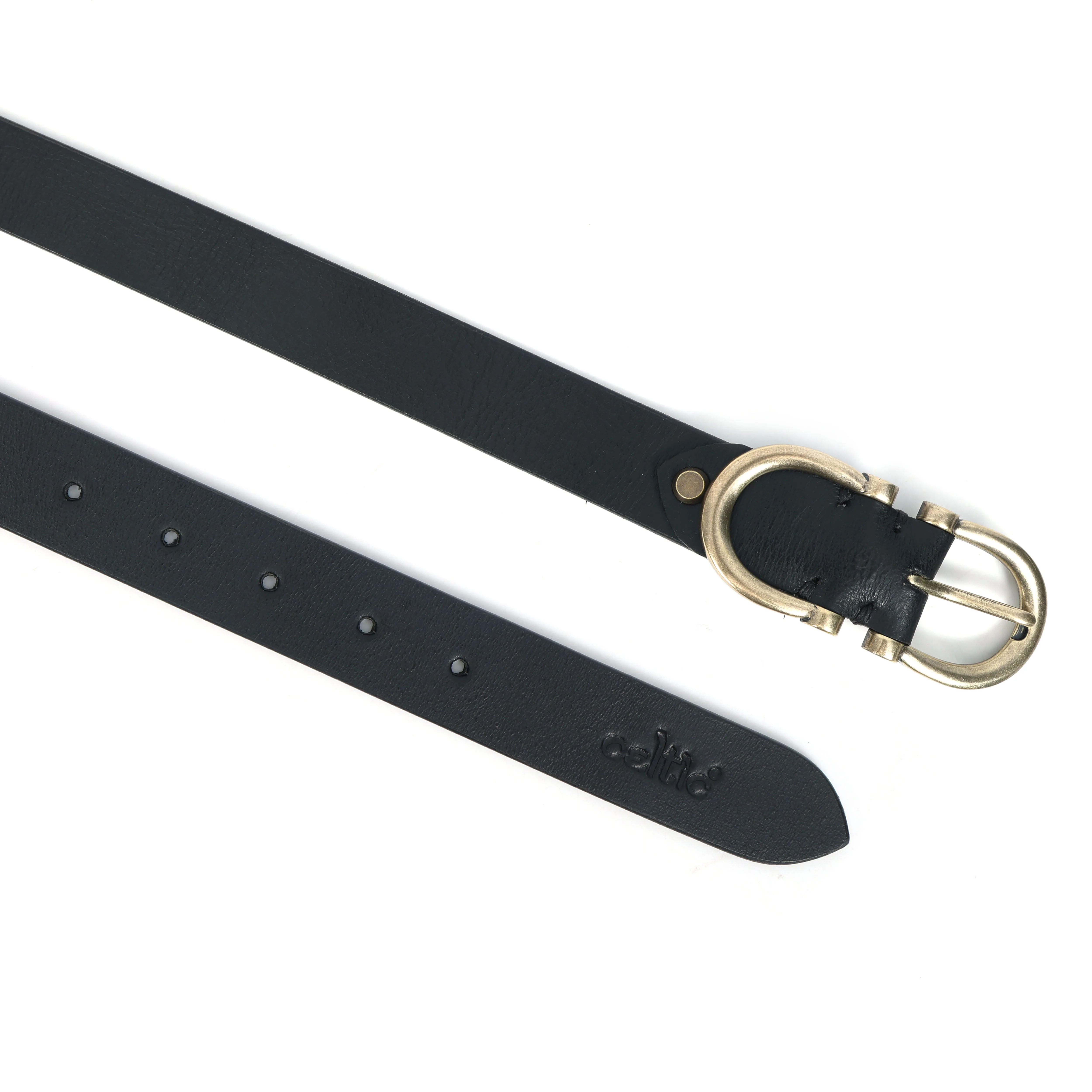 Women Premium Black Leather Belt With Antique Brass Buckle For Casual Formal Wear - Image 8