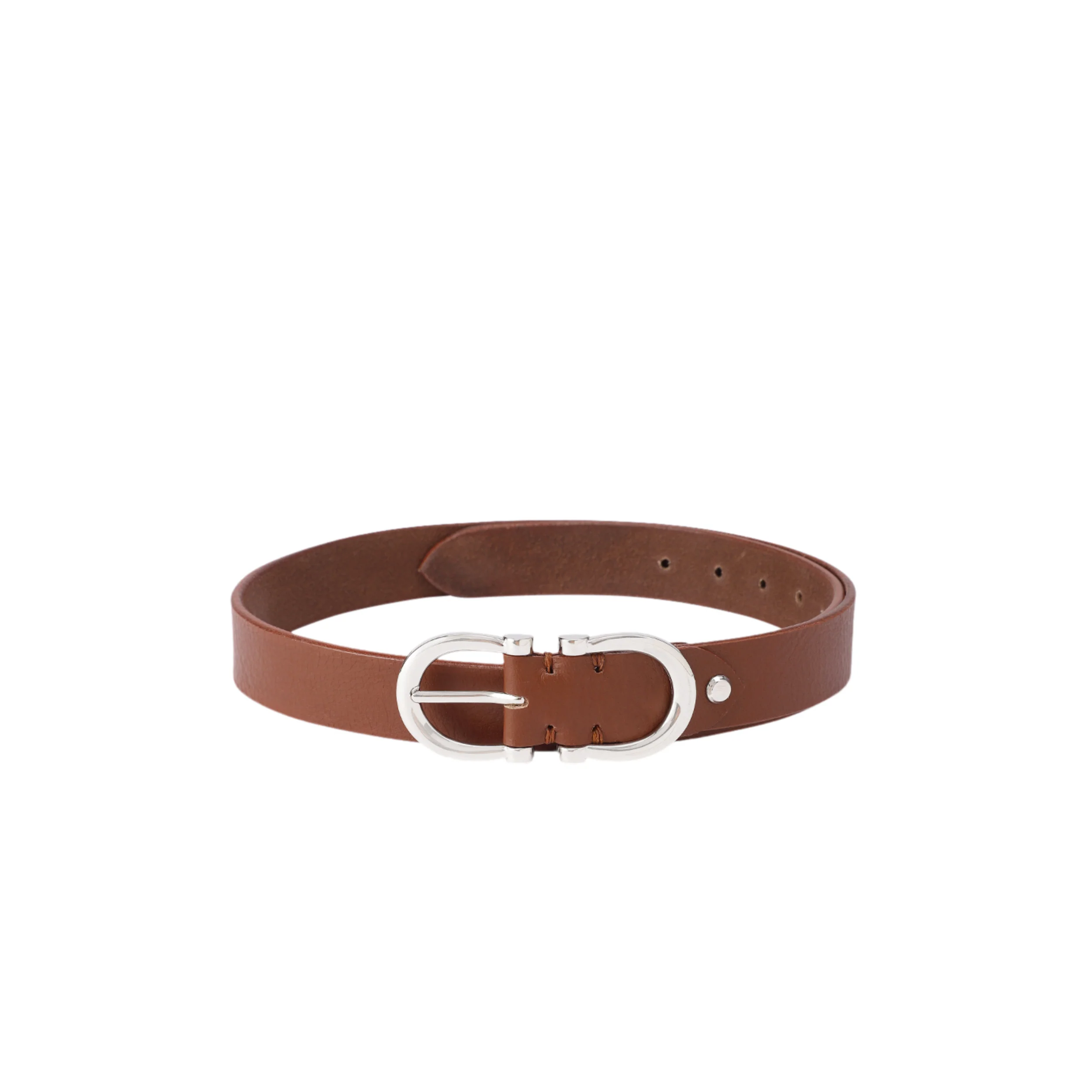 Women Premium Brown Leather Belt With Antique Brass Buckle For Casual Formal Wear - Image 2