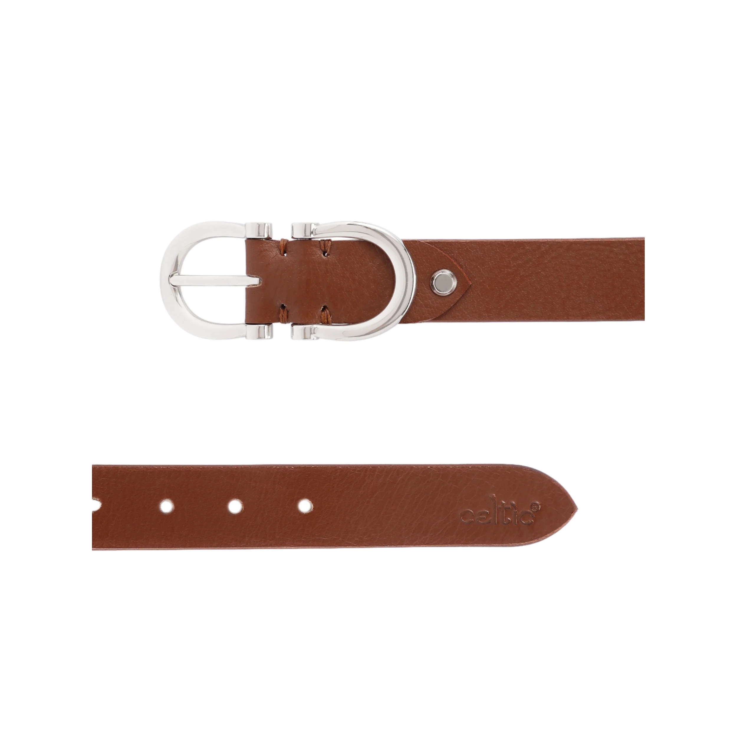 Women Premium Brown Leather Belt With Antique Brass Buckle For Casual Formal Wear - Image 5
