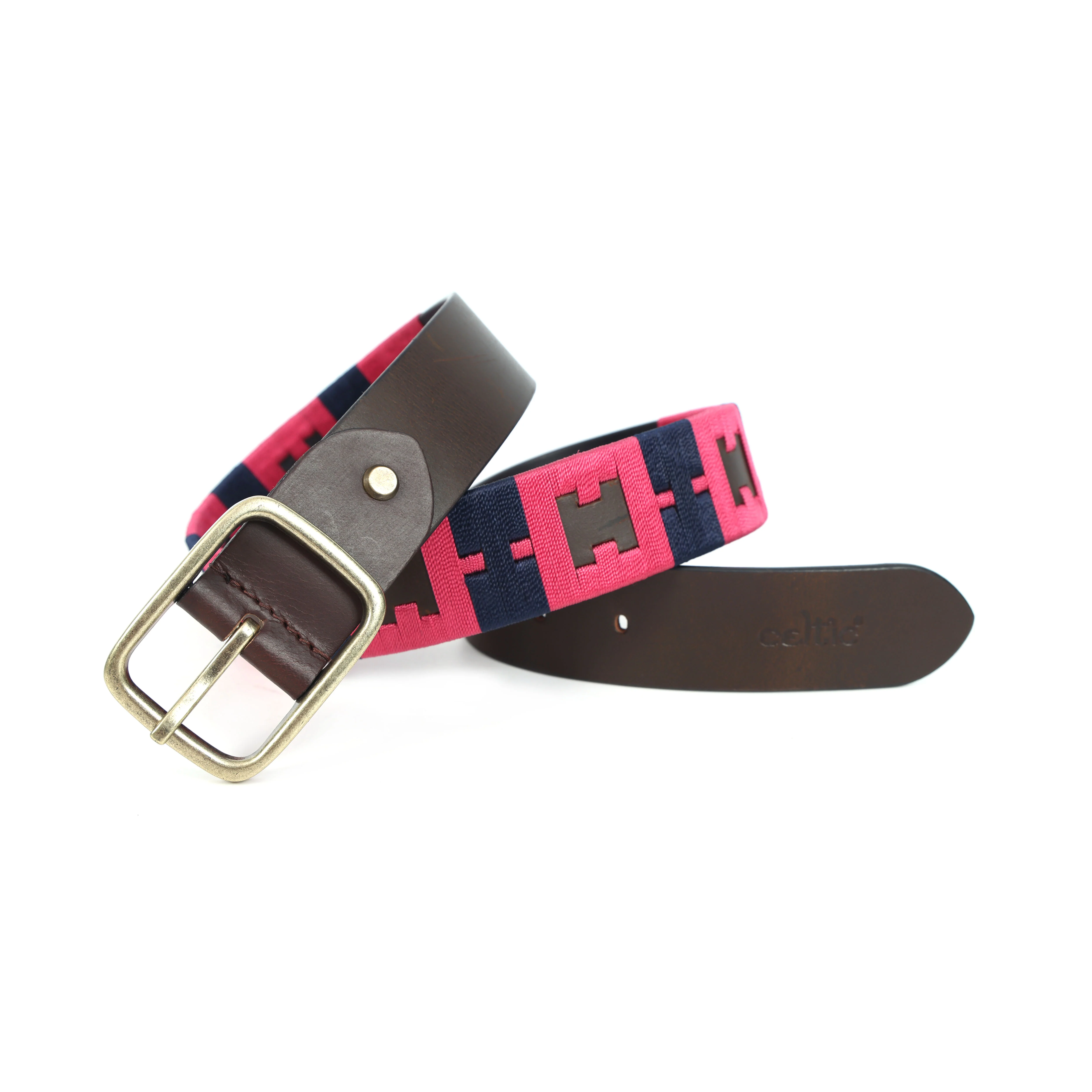 Unisex Handcrafted Leather Fabric Belt With Geometric Weave Antique Buckle Casual Wear - Image 6