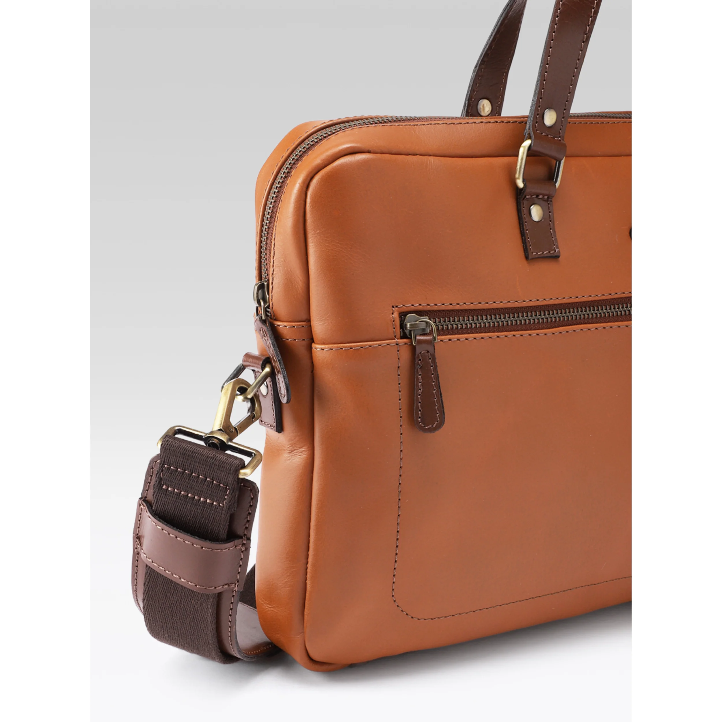Premium Genuine Leather Business Messenger Laptop Bag - Image 6
