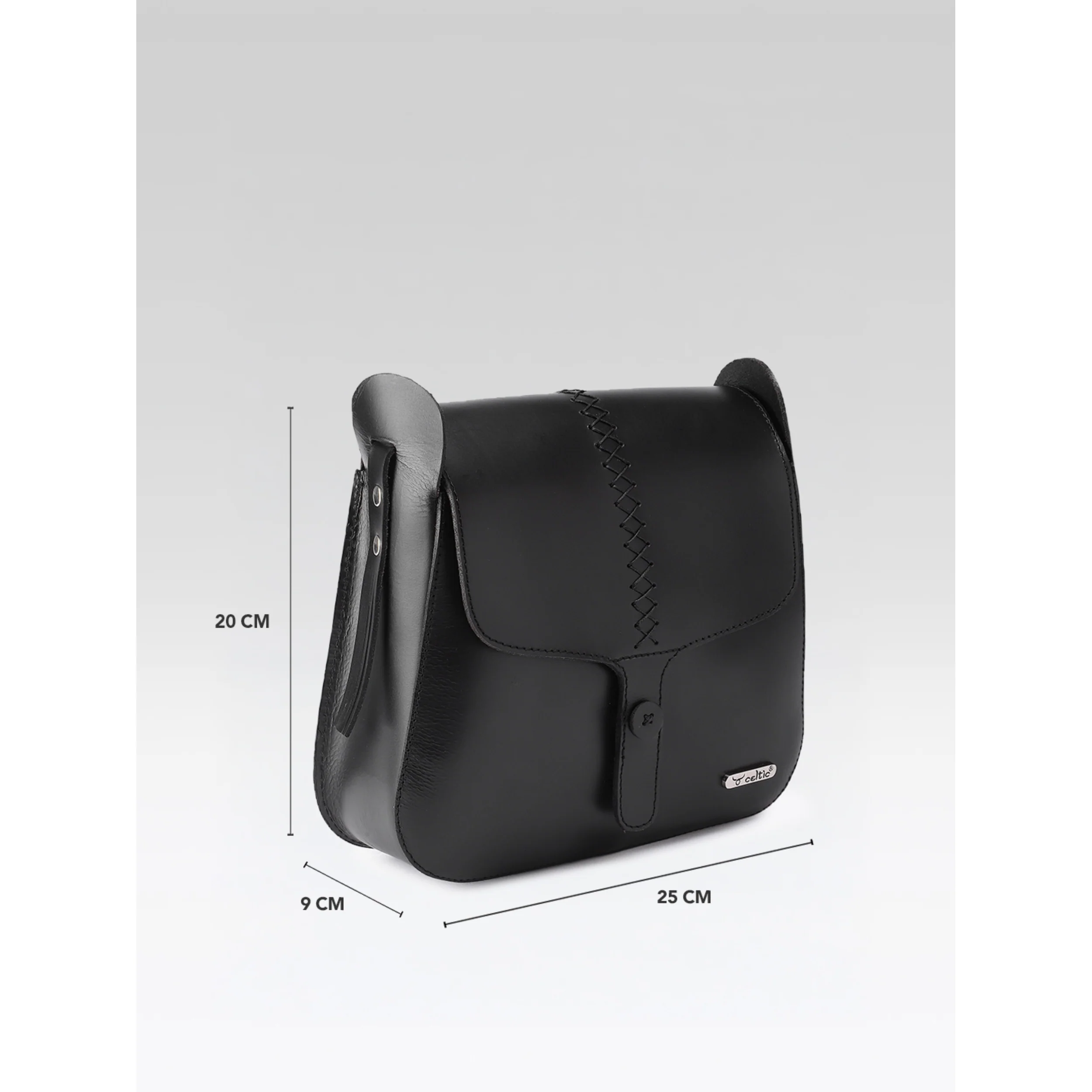 Premium Genuine Leather Sling Bag with Hand-Stitched Detail & Adjustable Strap - Image 11