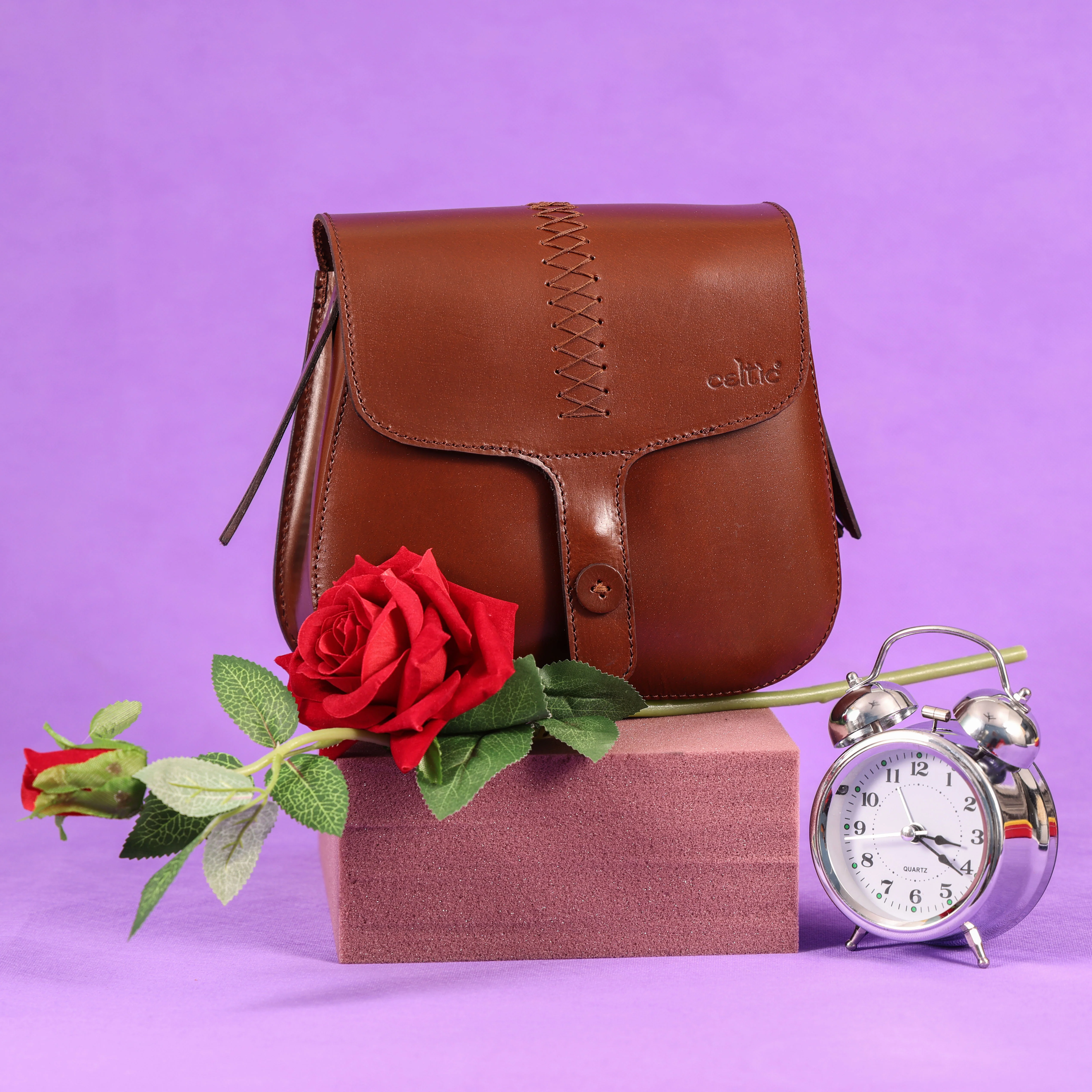 Premium Genuine Leather Sling Bag with Hand-Stitched Detail & Adjustable Strap - Image 3