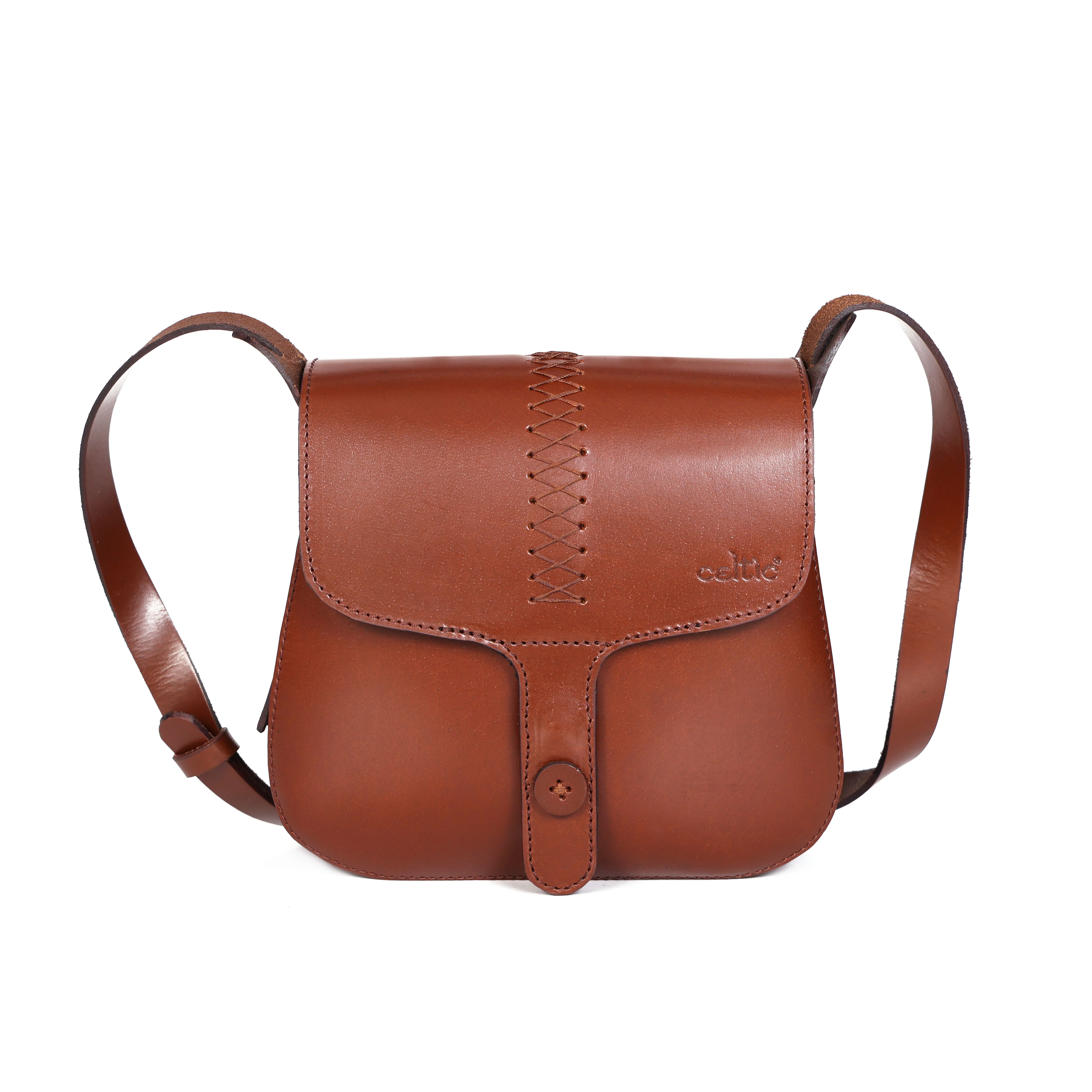 Premium Genuine Leather Sling Bag with Hand-Stitched Detail & Adjustable Strap - Image 4