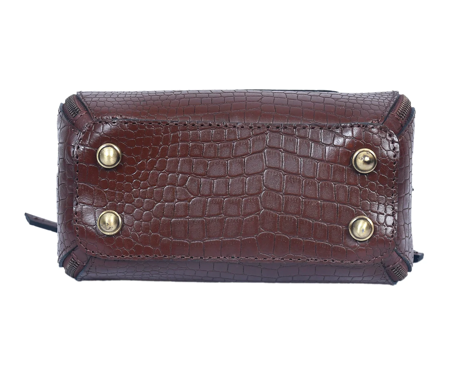Premium Croc-Embossed Leather Handbag with Top Handle & Structured Zip Compartments - Image 6