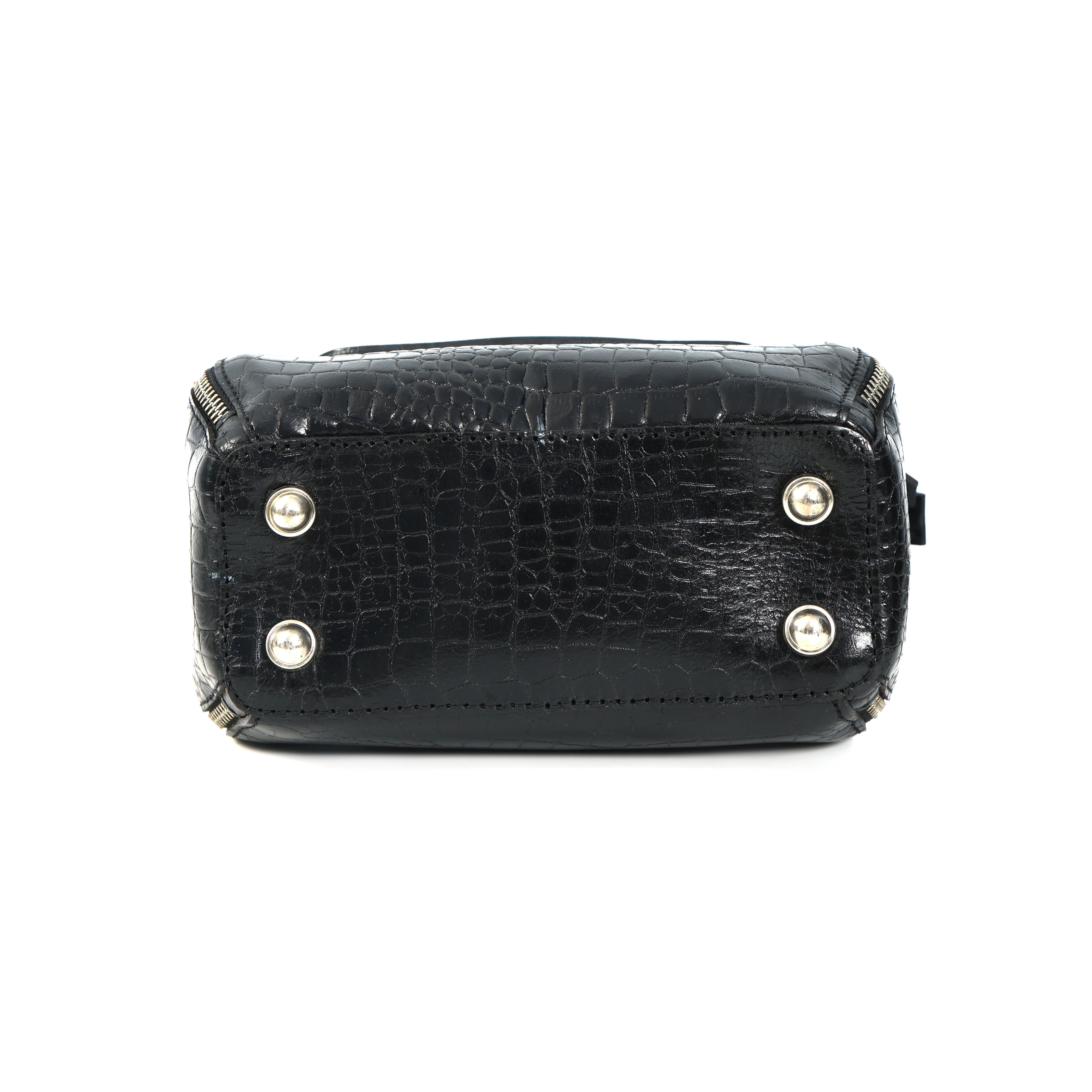 Premium Croc-Embossed Leather Handbag with Top Handle & Structured Zip Compartments - Image 7