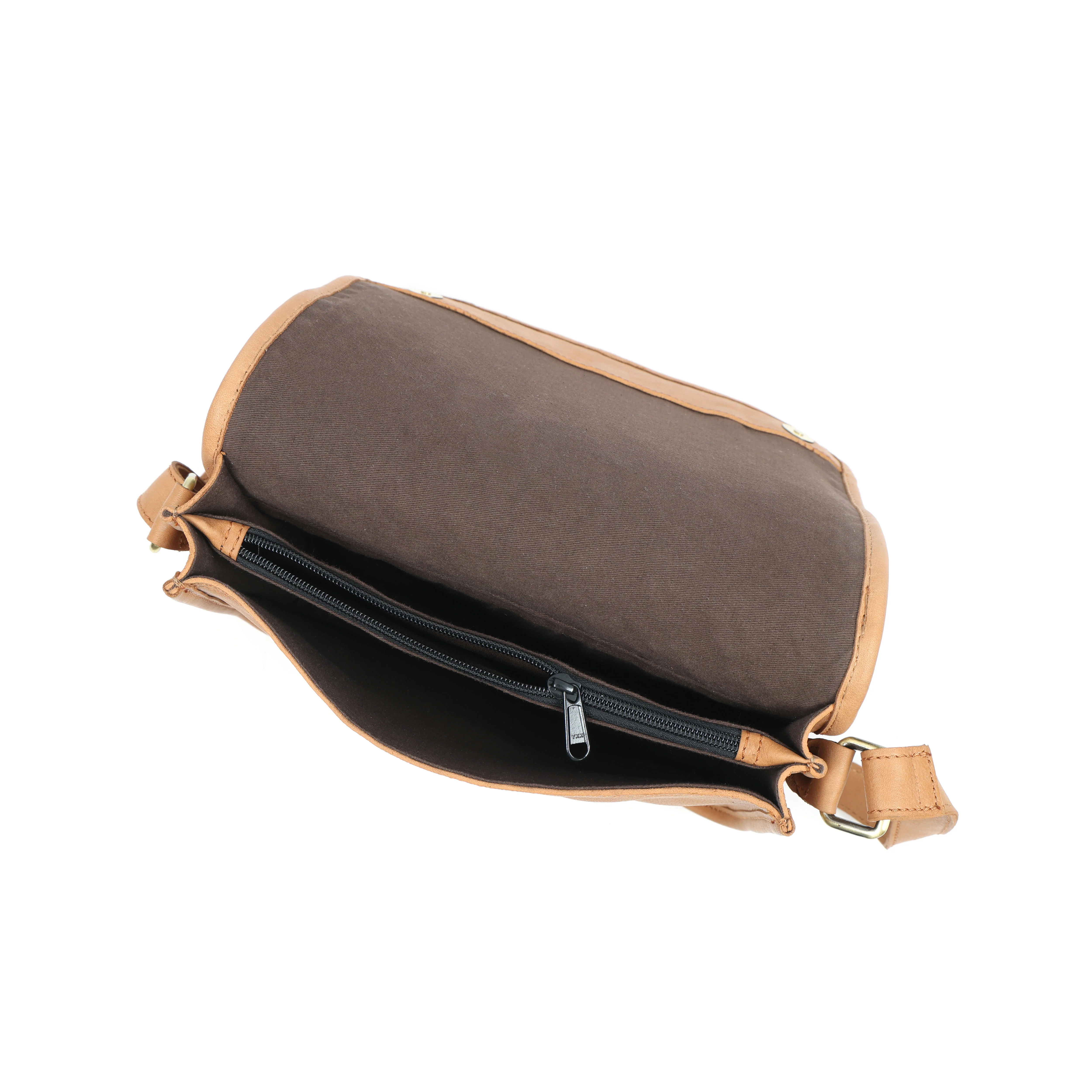 Premium Handwoven Leather Crossbody Bag with Adjustable Strap & Zip Compartments - Image 6