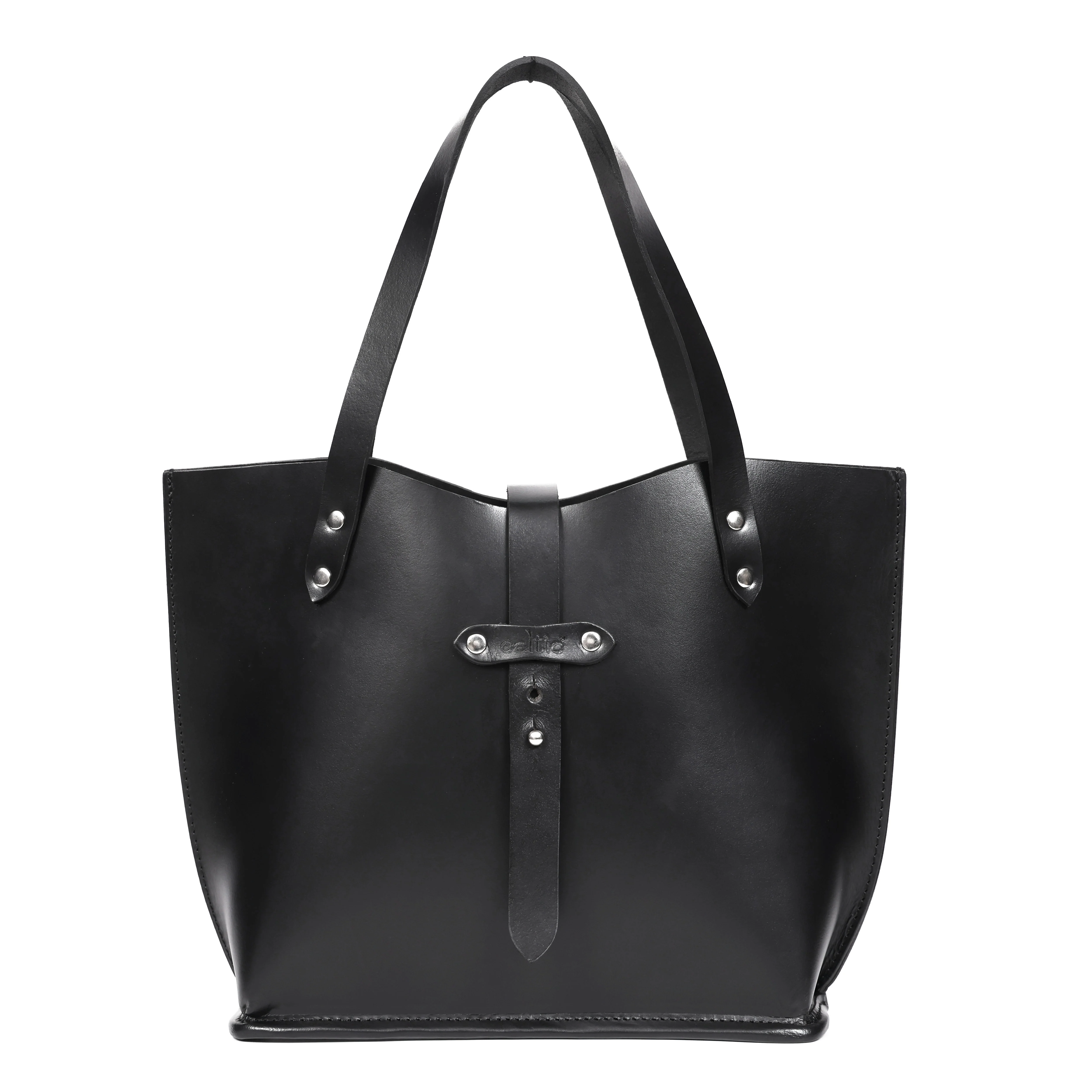 Premium Genuine Leather Tote Bag with Riveted Handles and Spacious Interior Pocket - Image 10