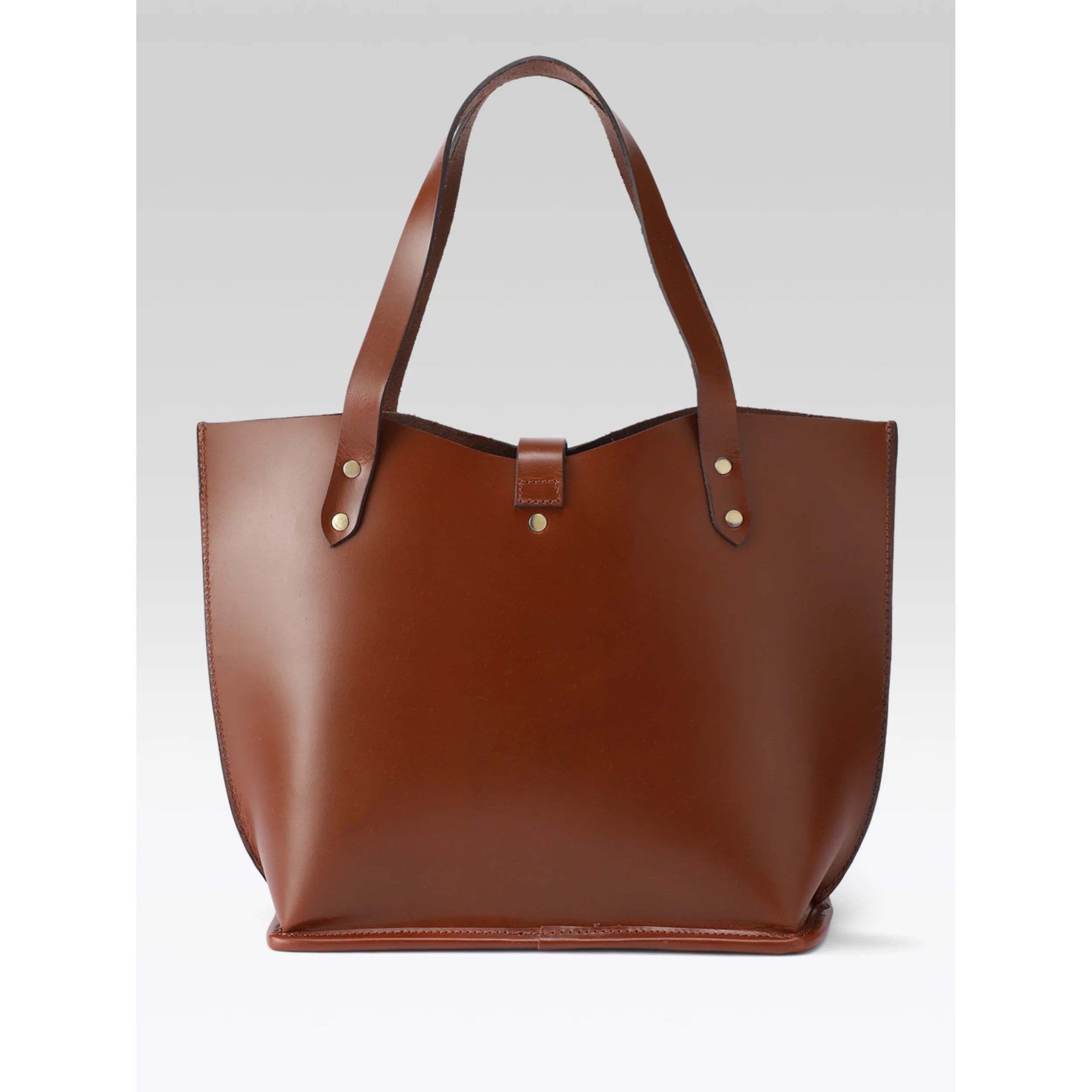 Premium Genuine Leather Tote Bag with Riveted Handles and Spacious Interior Pocket - Image 14
