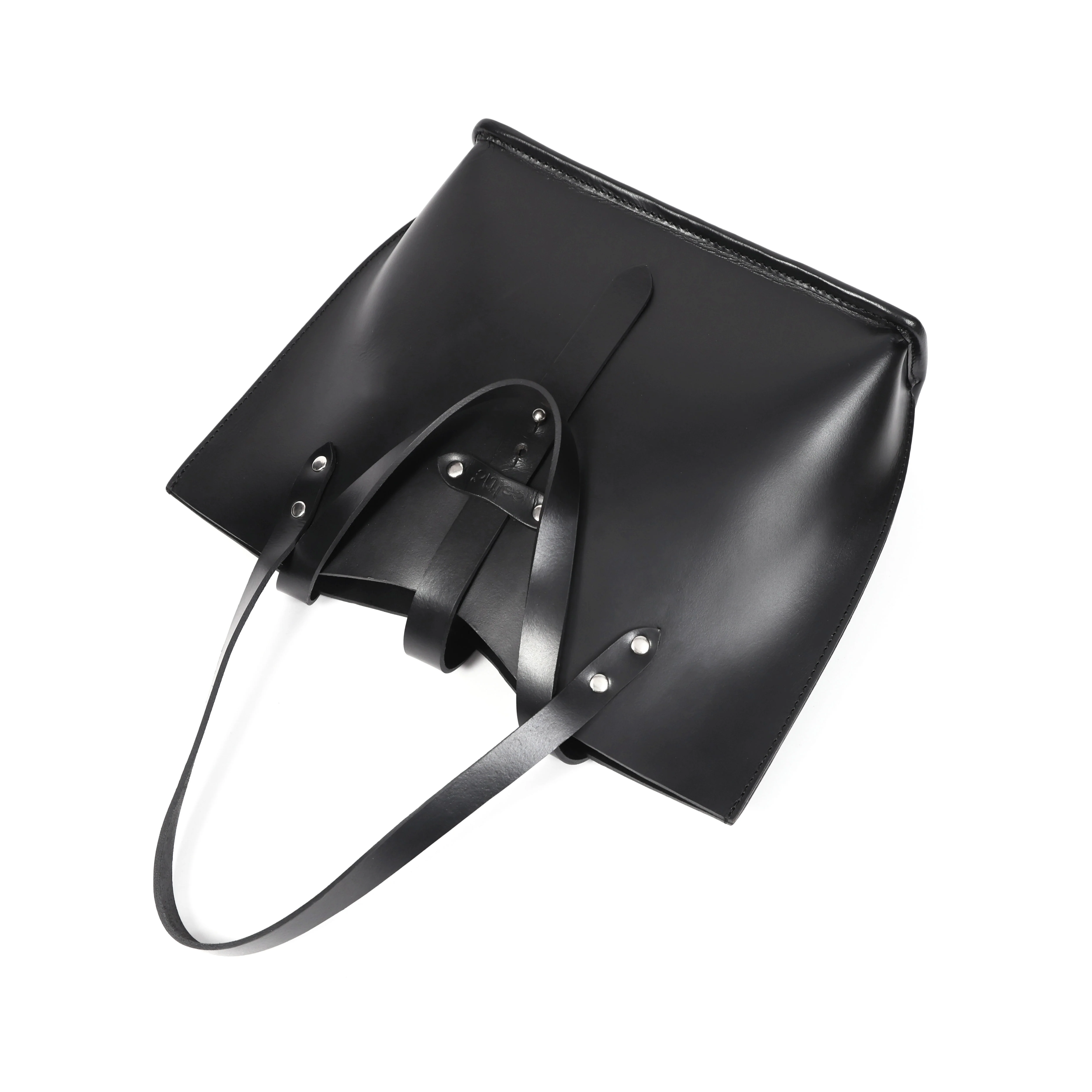 Premium Genuine Leather Tote Bag with Riveted Handles and Spacious Interior Pocket - Image 5