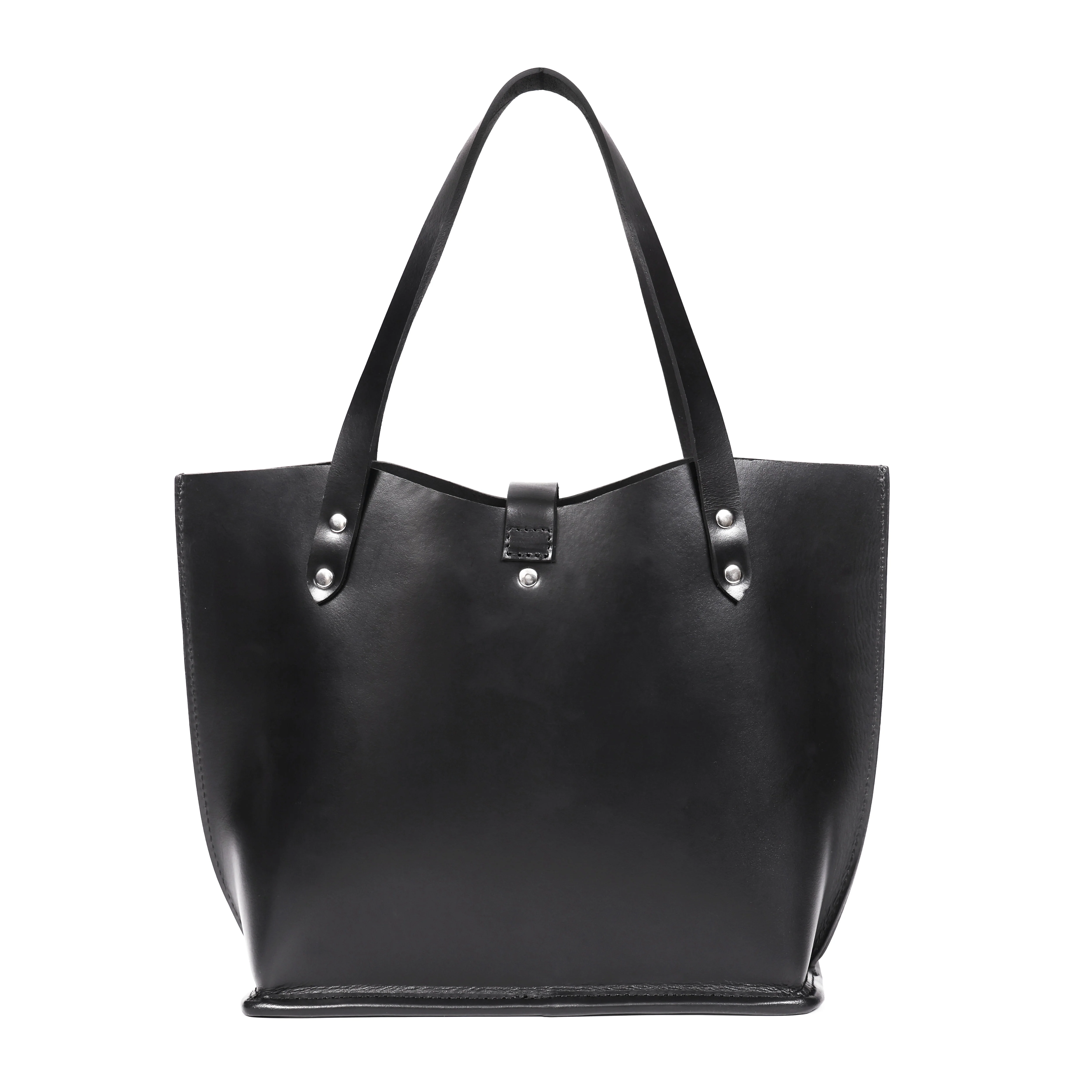 Premium Genuine Leather Tote Bag with Riveted Handles and Spacious Interior Pocket - Image 9