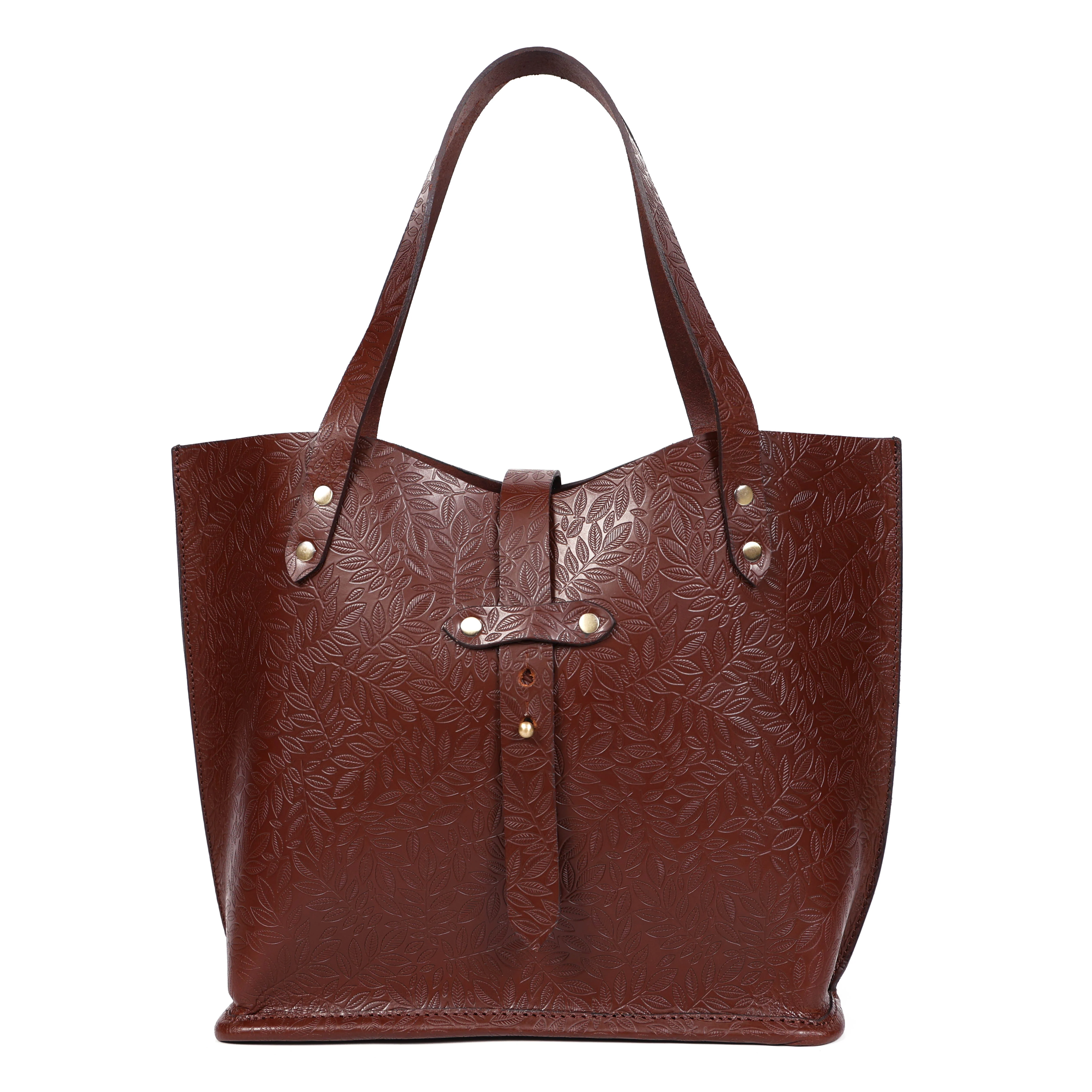Premium Genuine Black Embossed Leather Tote Bag for Women - Image 15