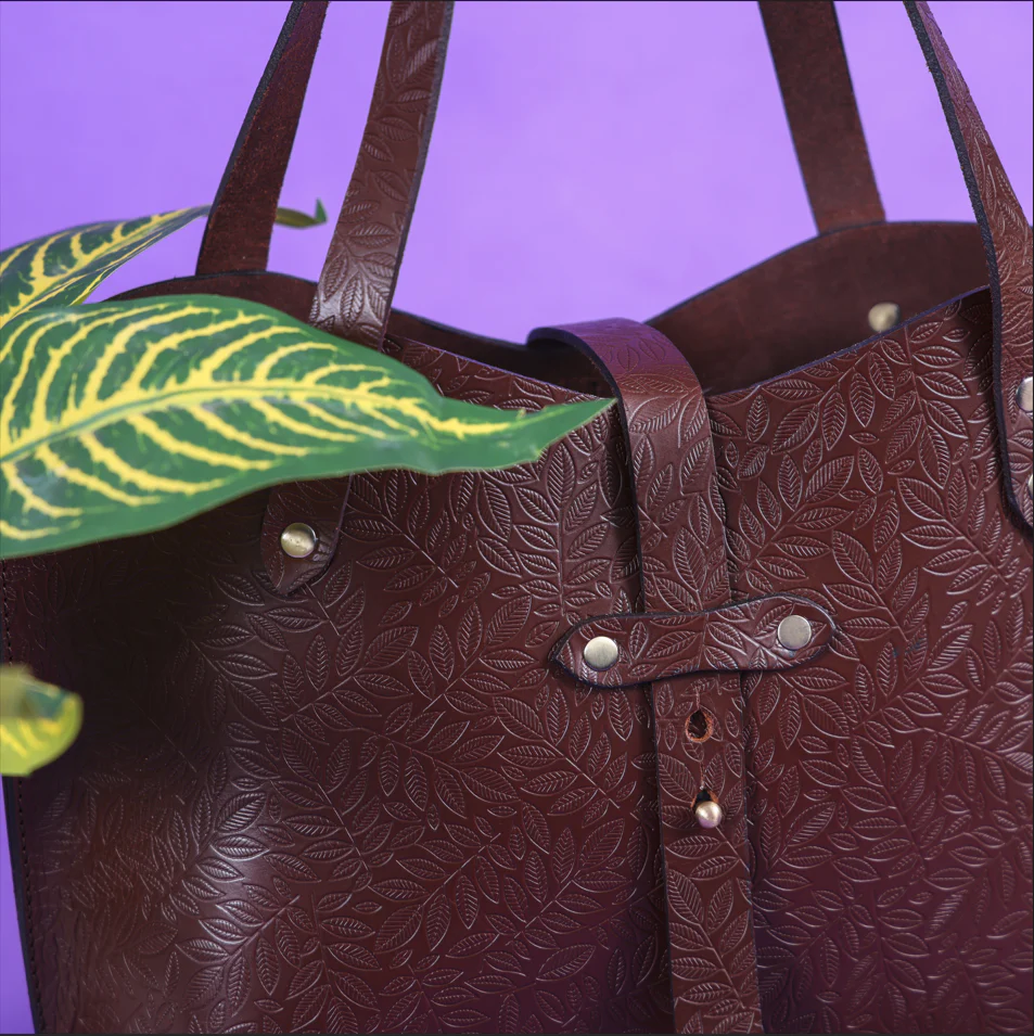 Premium Genuine Black Embossed Leather Tote Bag for Women - Image 3
