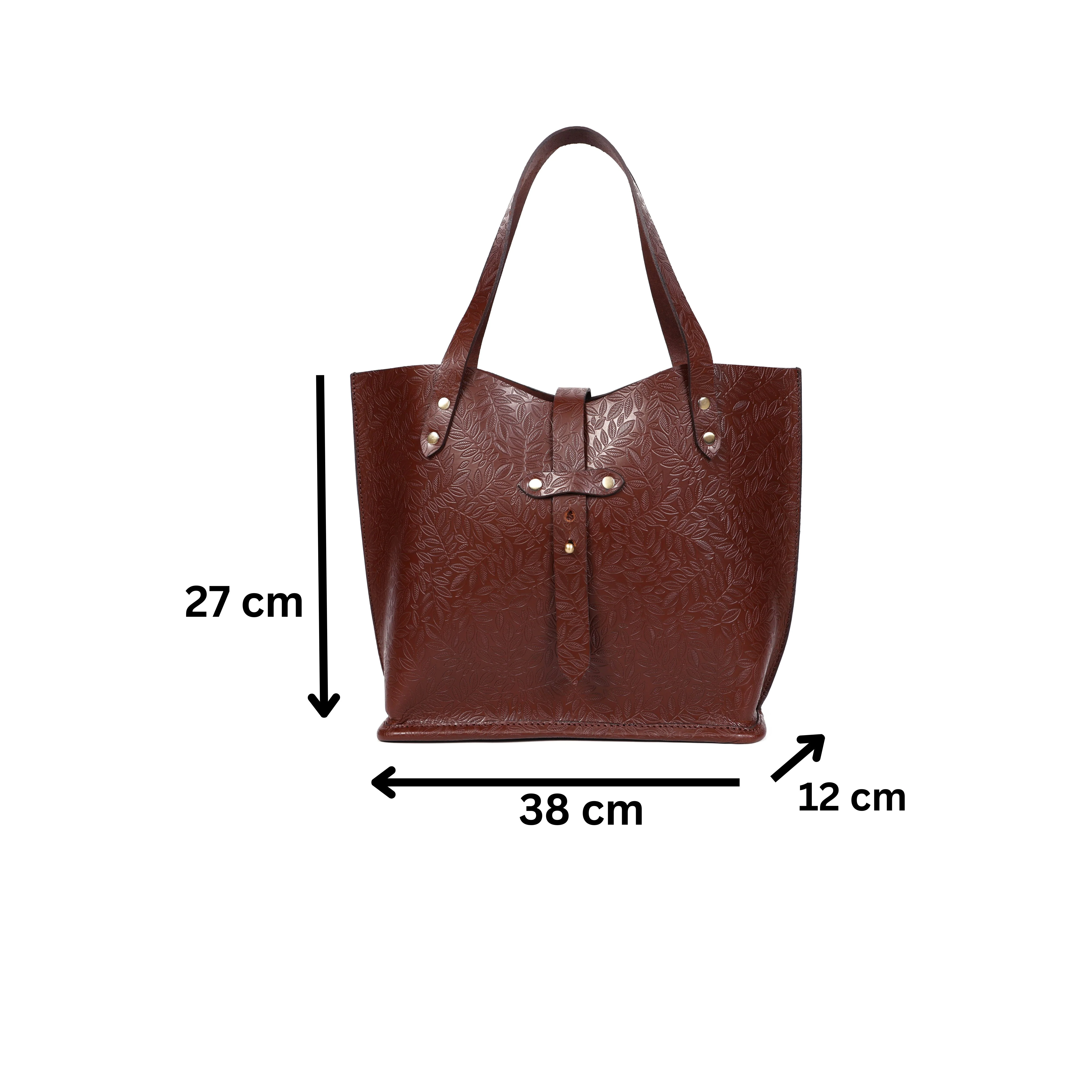 Premium Genuine Black Embossed Leather Tote Bag for Women - Image 4