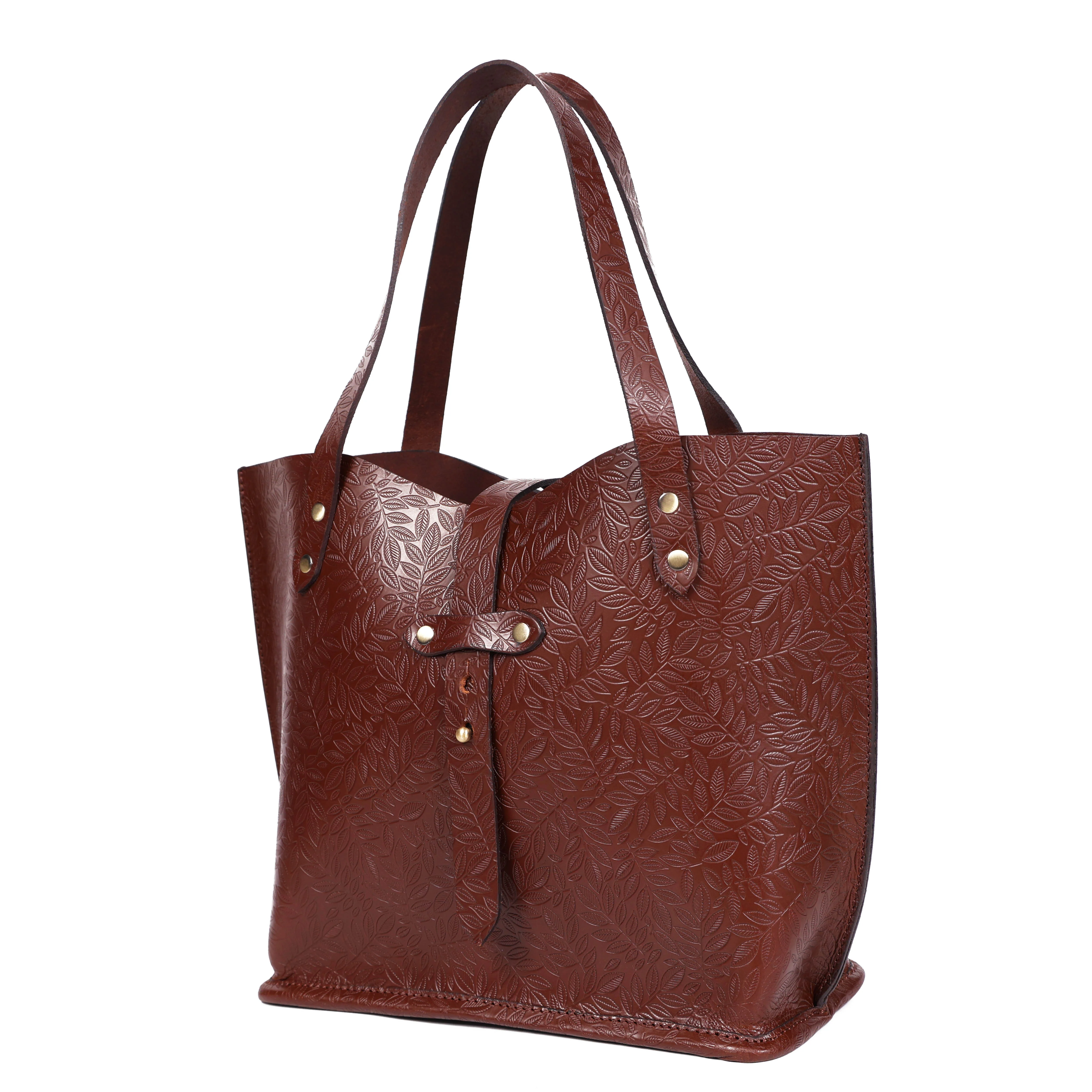 Premium Genuine Black Embossed Leather Tote Bag for Women - Image 6