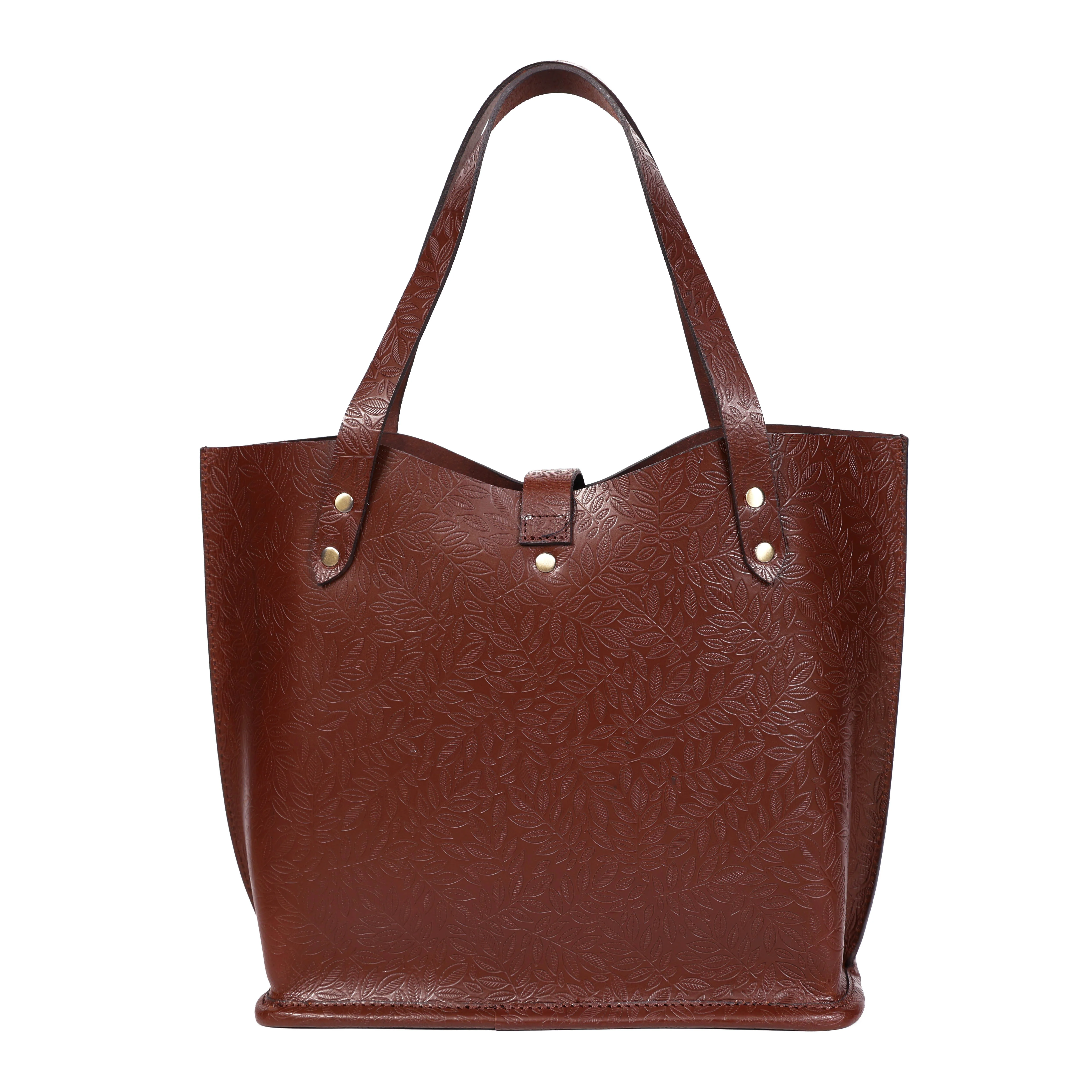 Premium Genuine Black Embossed Leather Tote Bag for Women - Image 8