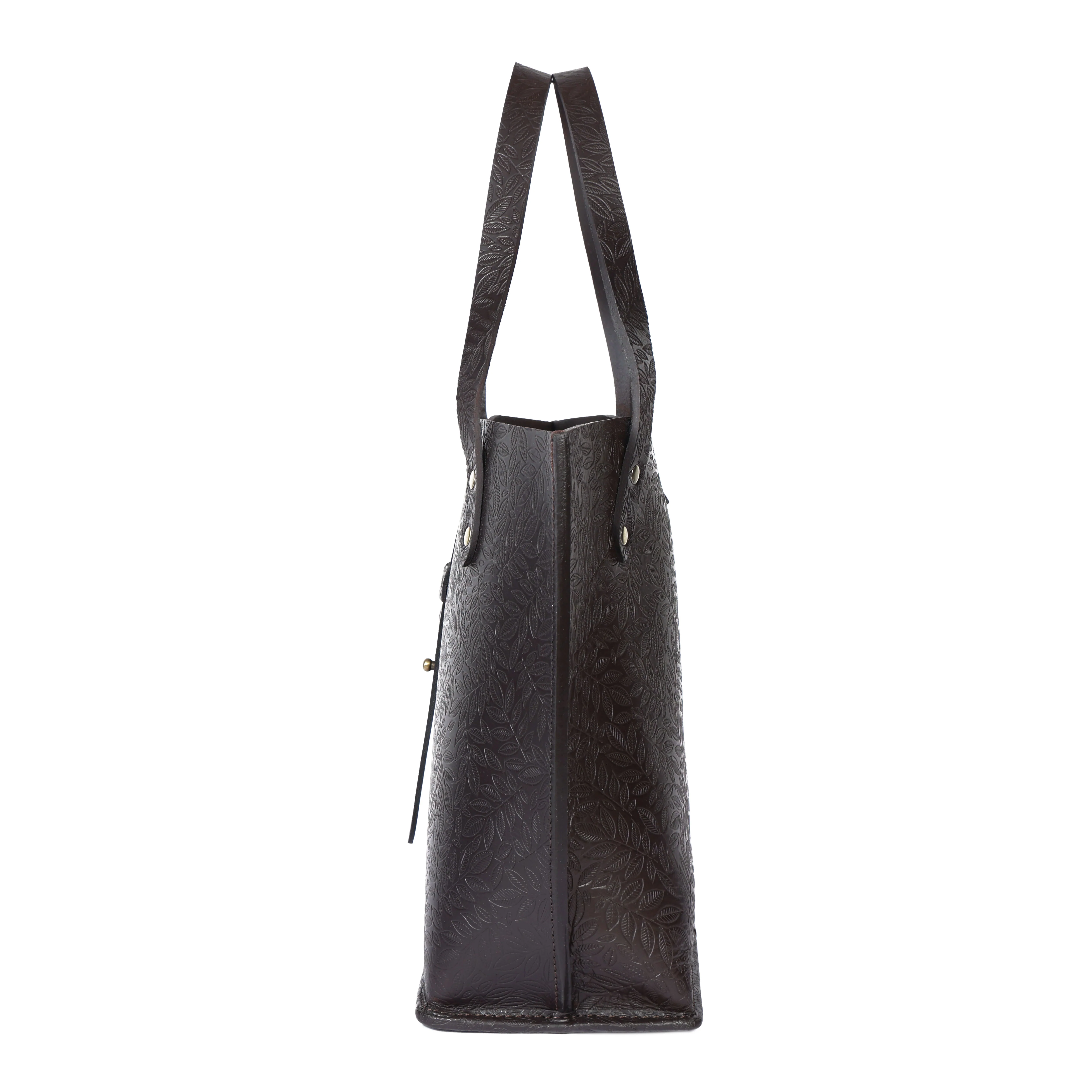 Premium Genuine Black Embossed Leather Tote Bag for Women - Image 9