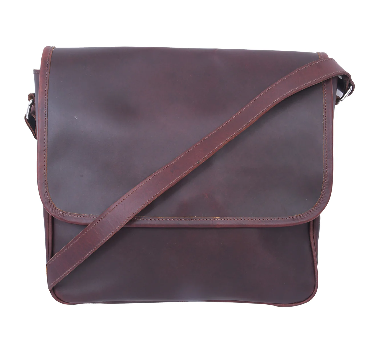 Classic Full-Grain Leather Crossbody Bag with Flap Closure for Everyday Carry - Image 3