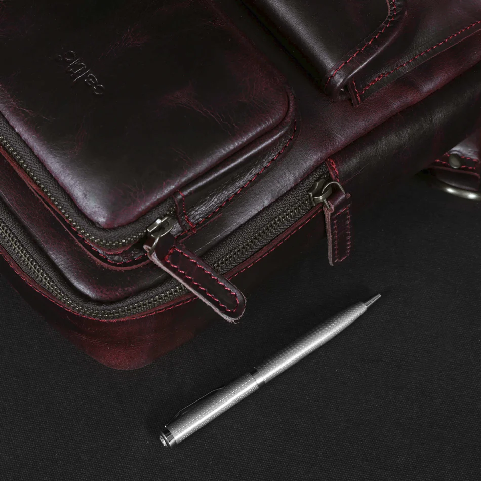 Premium Genuine Leather Crossbody Sling Bag with Multiple Zip Pockets & Adjustable Strap - Image 13