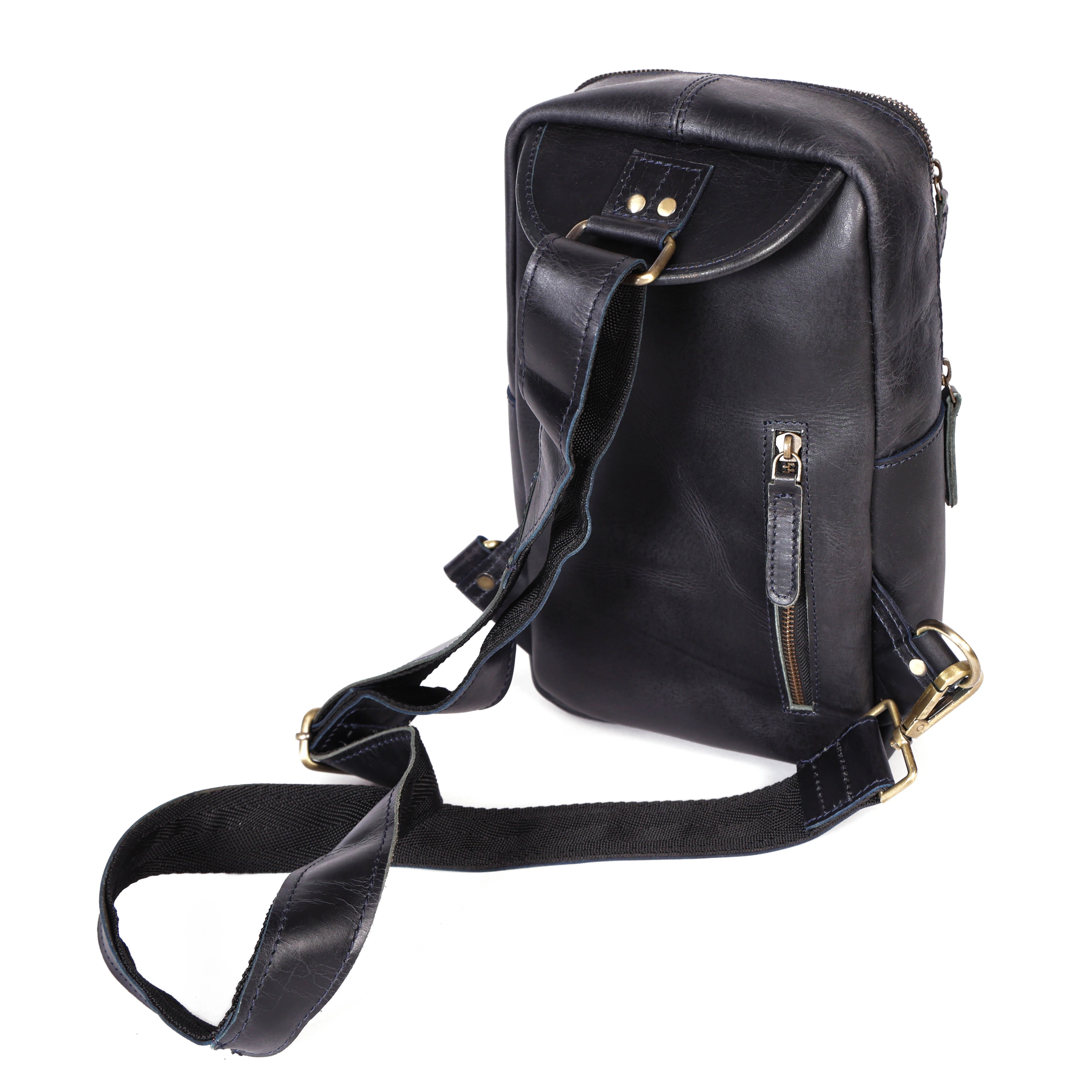 Premium Genuine Leather Crossbody Sling Bag with Multiple Zip Pockets & Adjustable Strap - Image 14