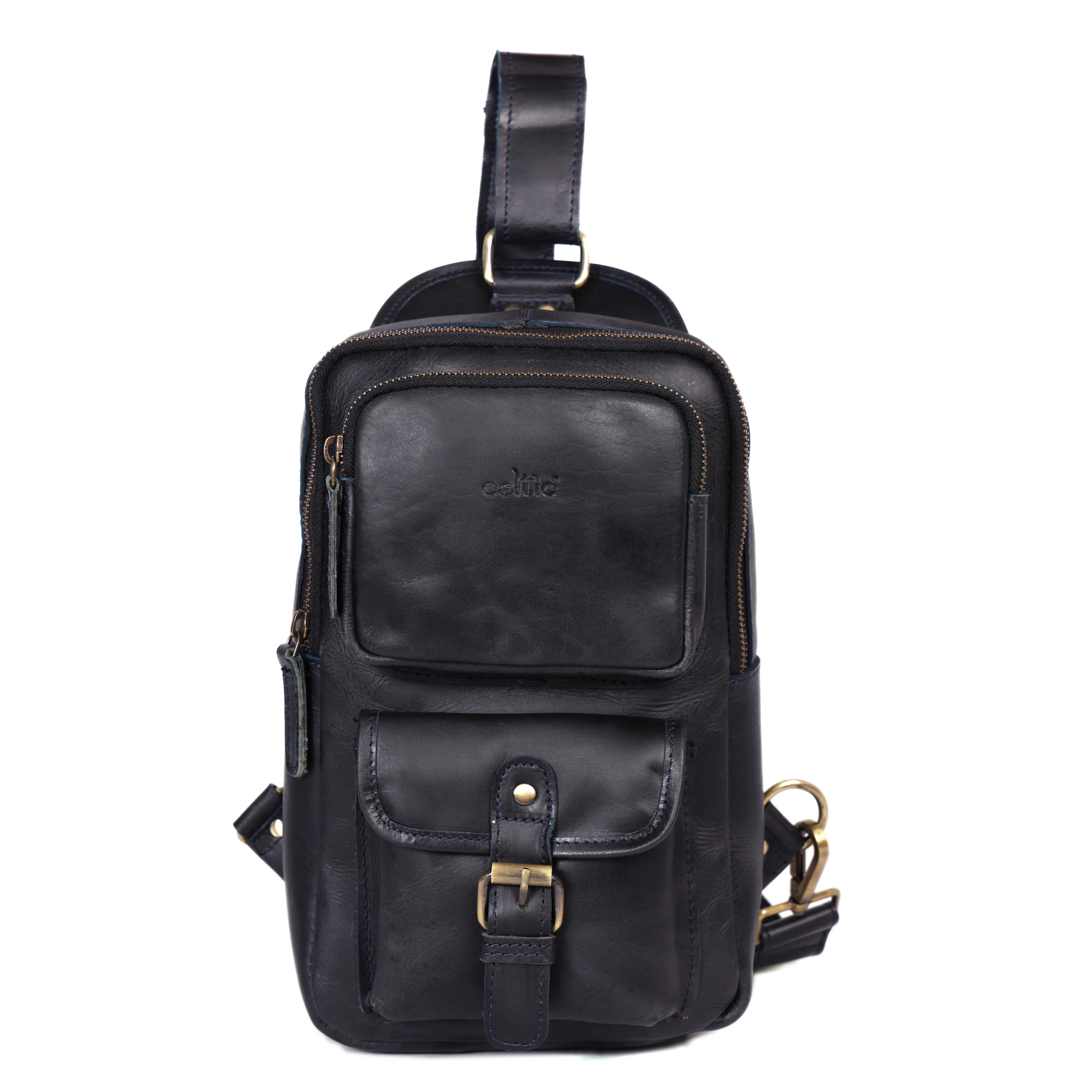 Premium Genuine Leather Crossbody Sling Bag with Multiple Zip Pockets & Adjustable Strap - Image 17