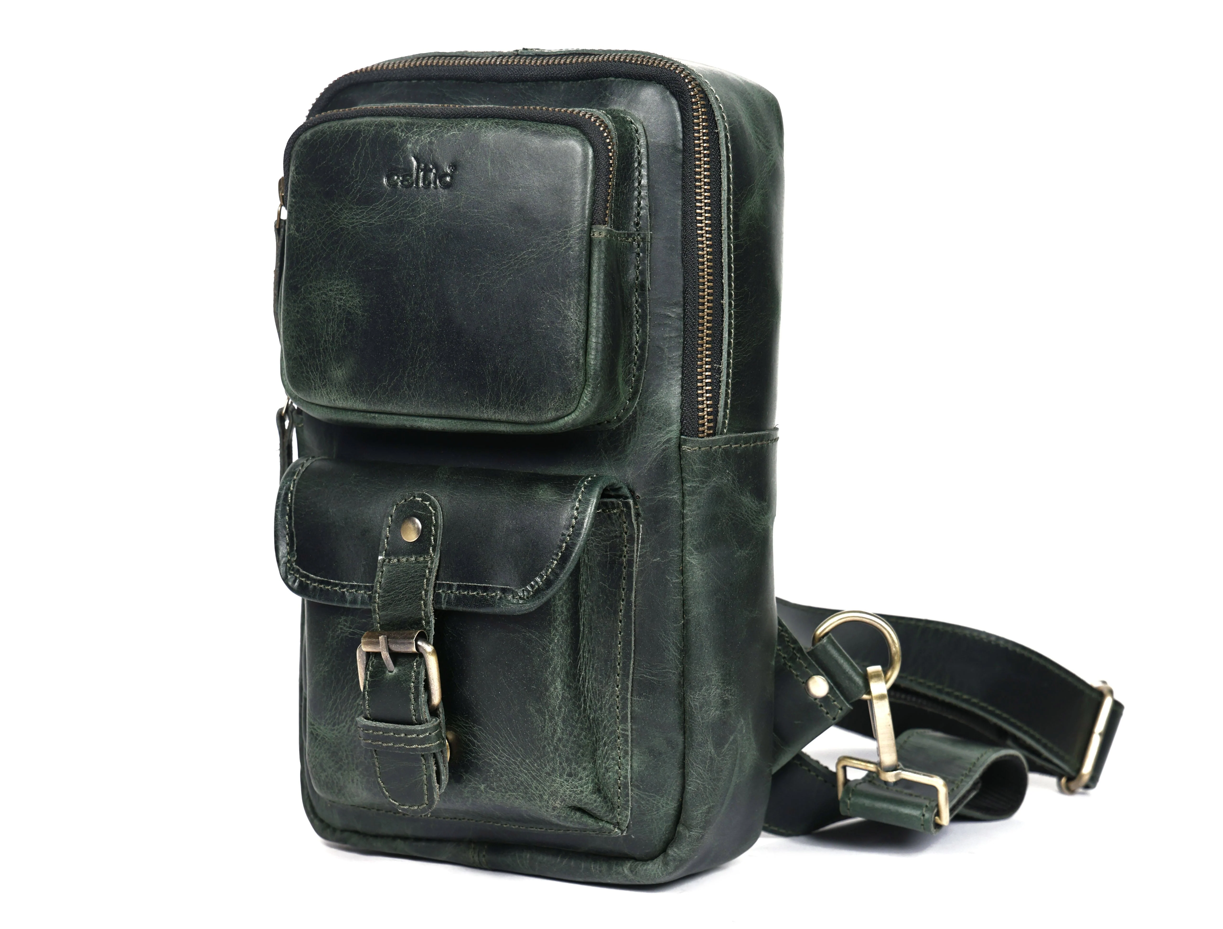 Premium Genuine Leather Crossbody Sling Bag with Multiple Zip Pockets & Adjustable Strap - Image 18