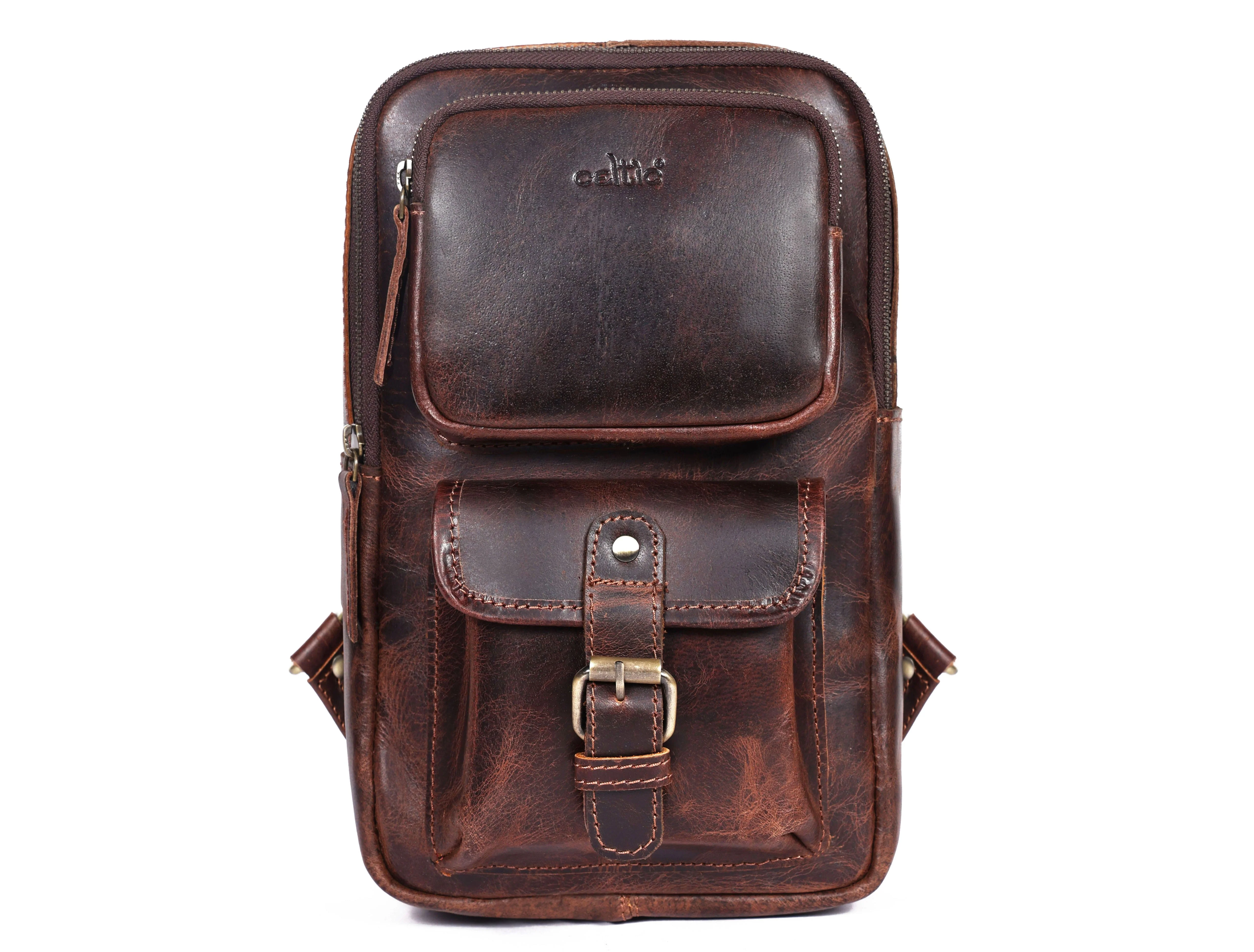 Premium Genuine Leather Crossbody Sling Bag with Multiple Zip Pockets & Adjustable Strap - Image 19