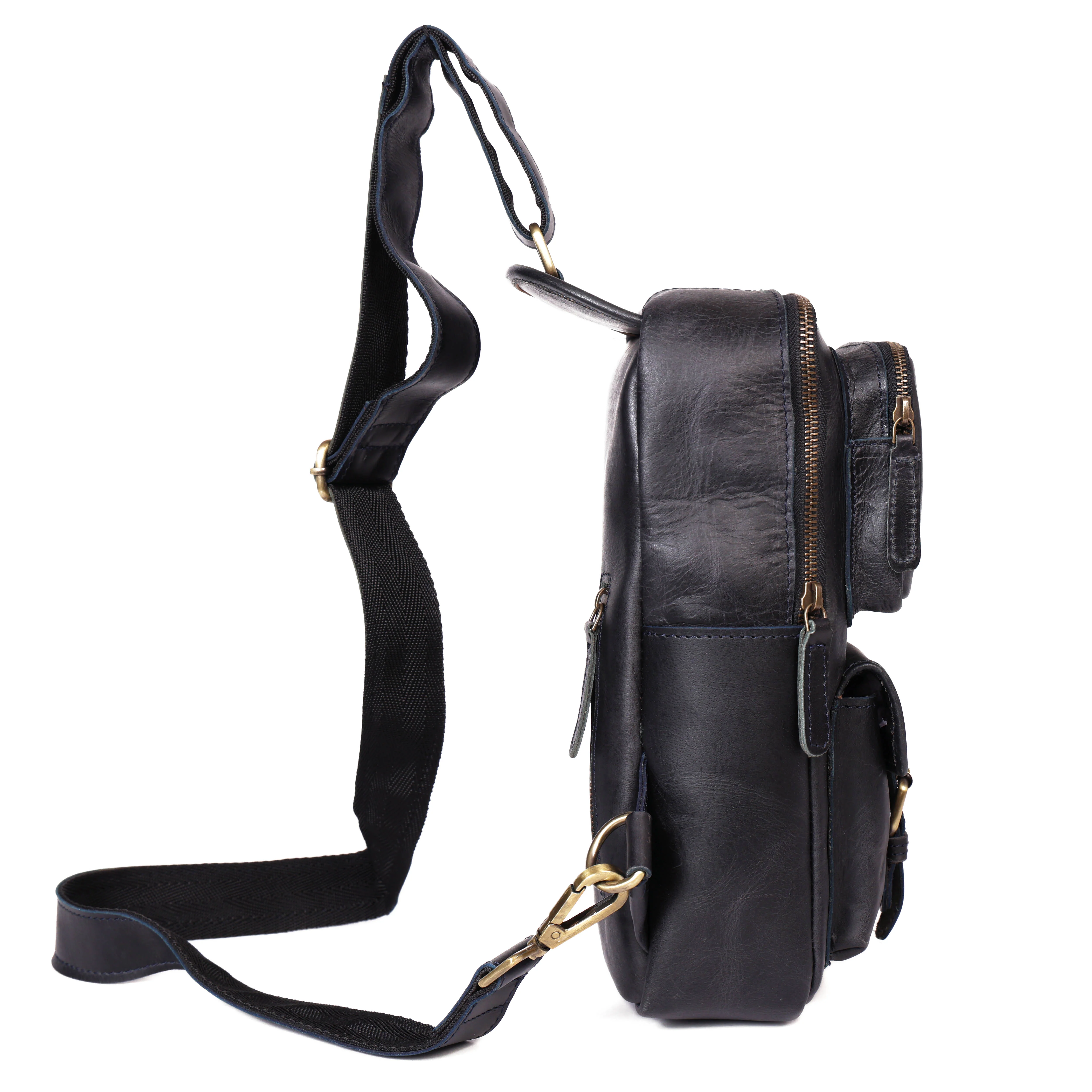 Premium Genuine Leather Crossbody Sling Bag with Multiple Zip Pockets & Adjustable Strap - Image 22