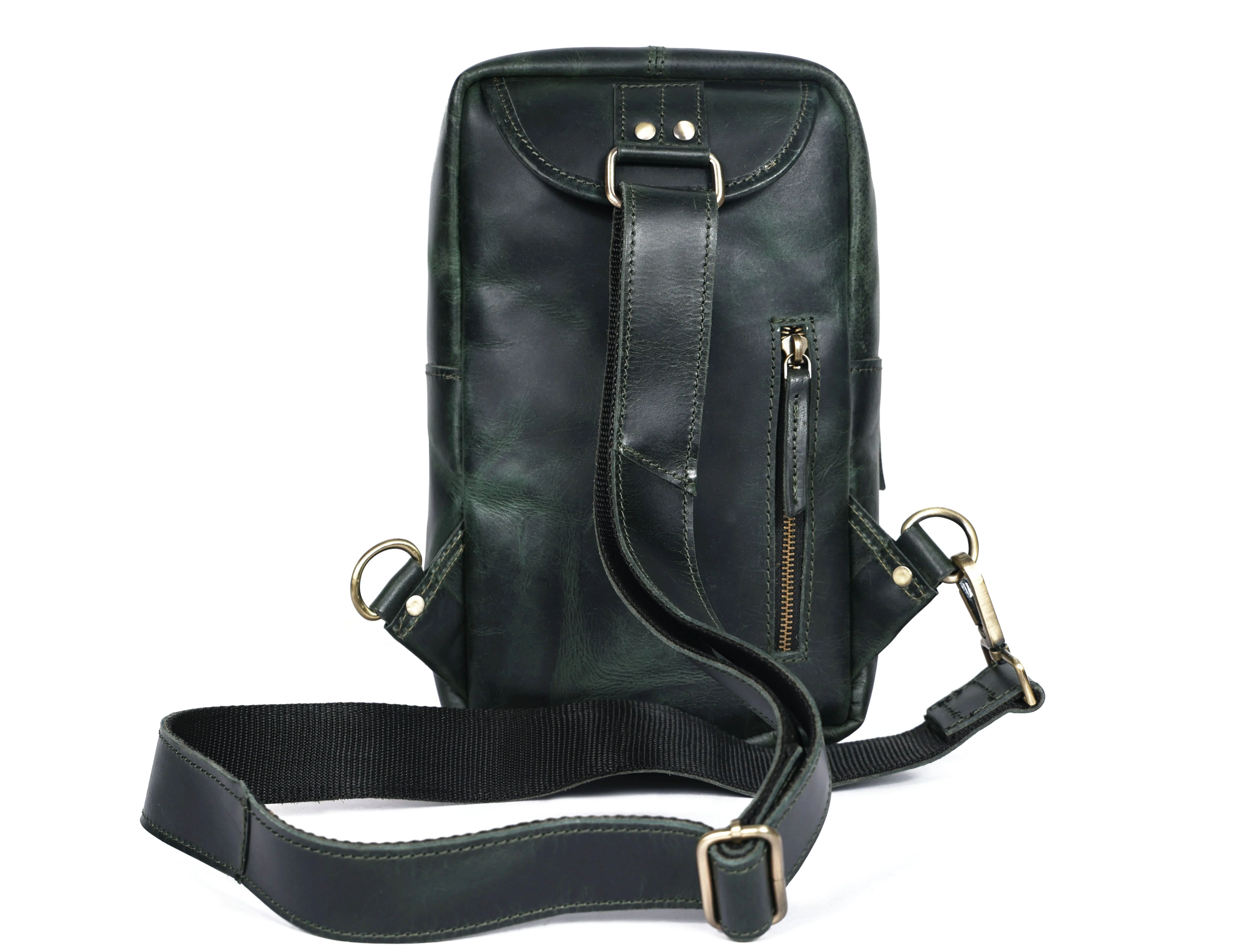 Premium Genuine Leather Crossbody Sling Bag with Multiple Zip Pockets & Adjustable Strap - Image 23