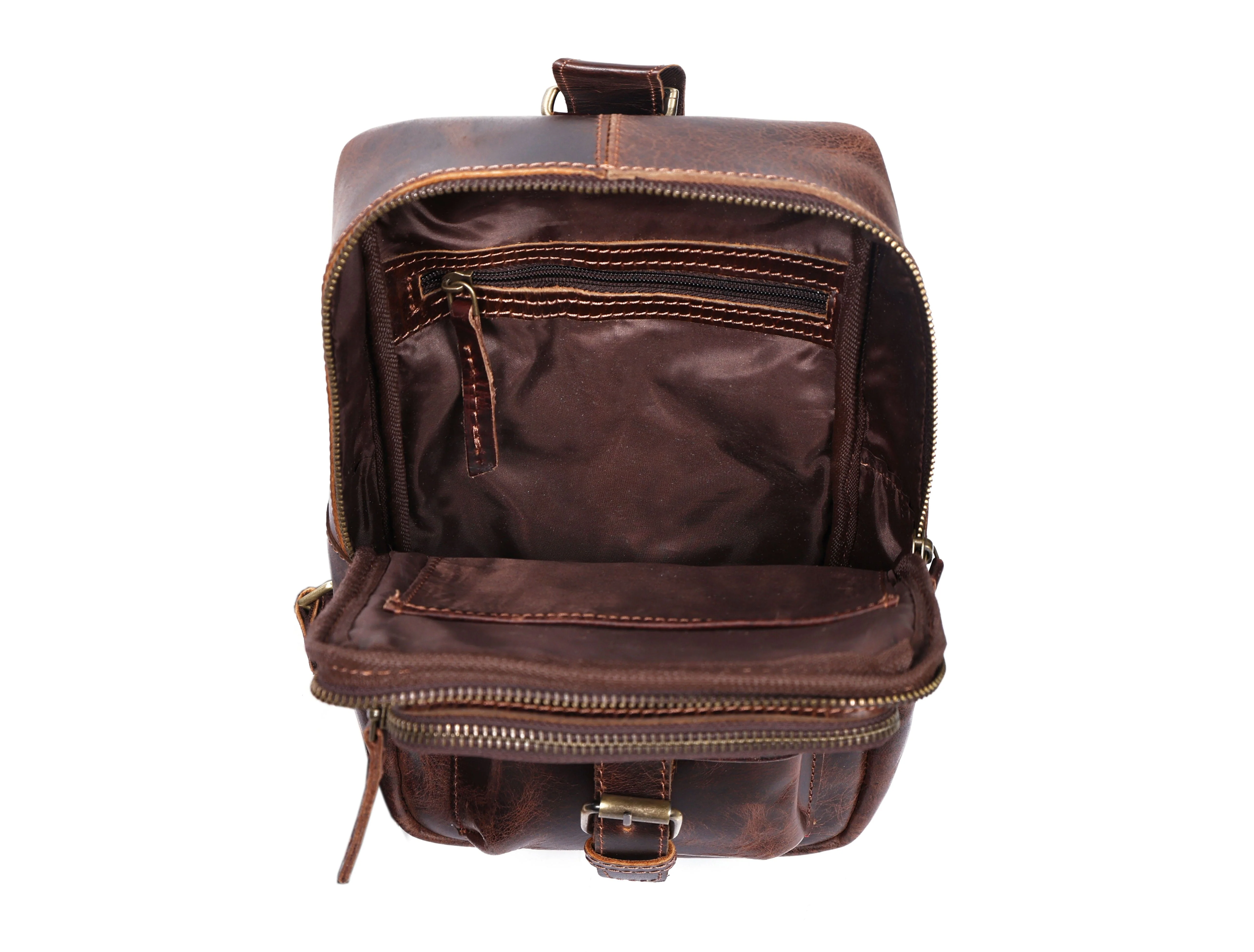 Premium Genuine Leather Crossbody Sling Bag with Multiple Zip Pockets & Adjustable Strap - Image 26