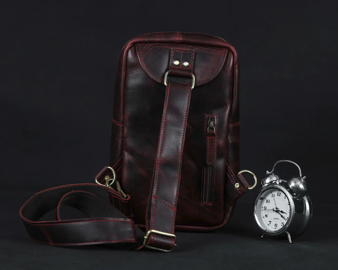 Premium Genuine Leather Crossbody Sling Bag with Multiple Zip Pockets & Adjustable Strap - Image 31