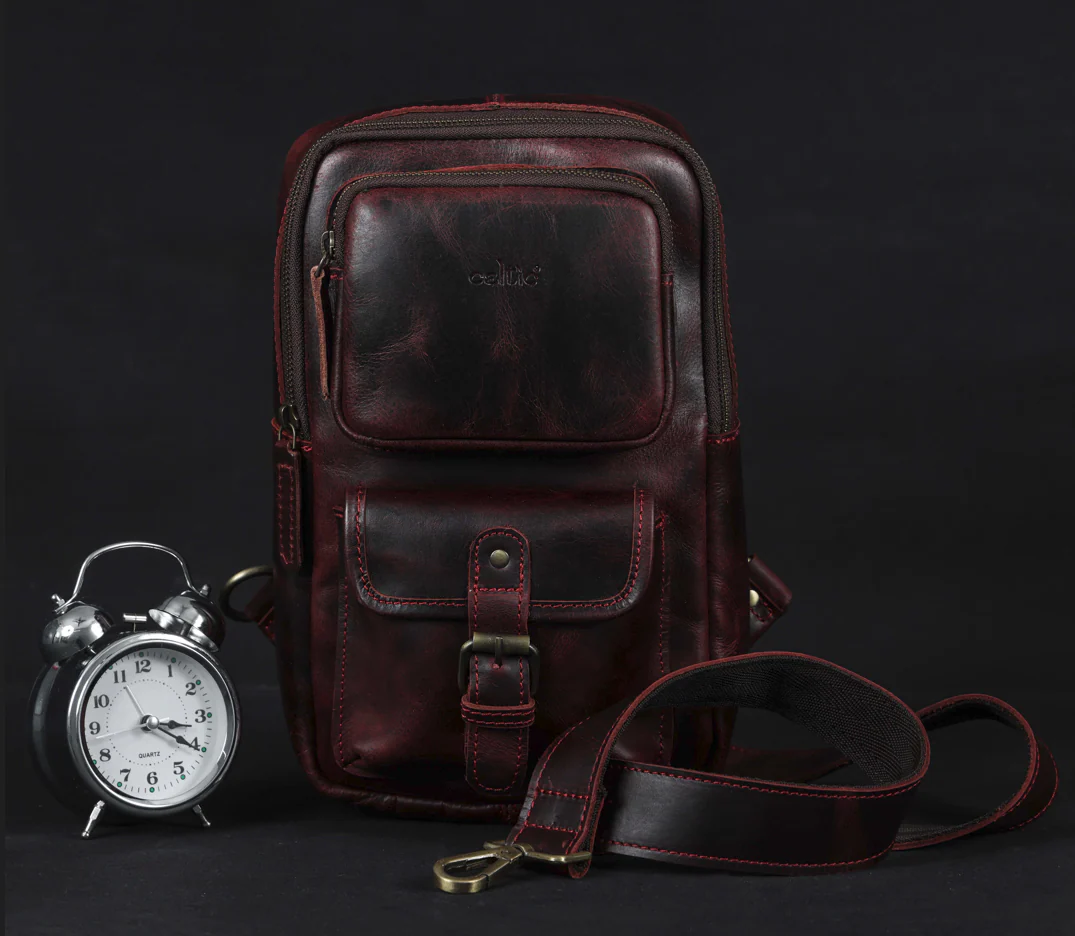 Premium Genuine Leather Crossbody Sling Bag with Multiple Zip Pockets & Adjustable Strap - Image 33