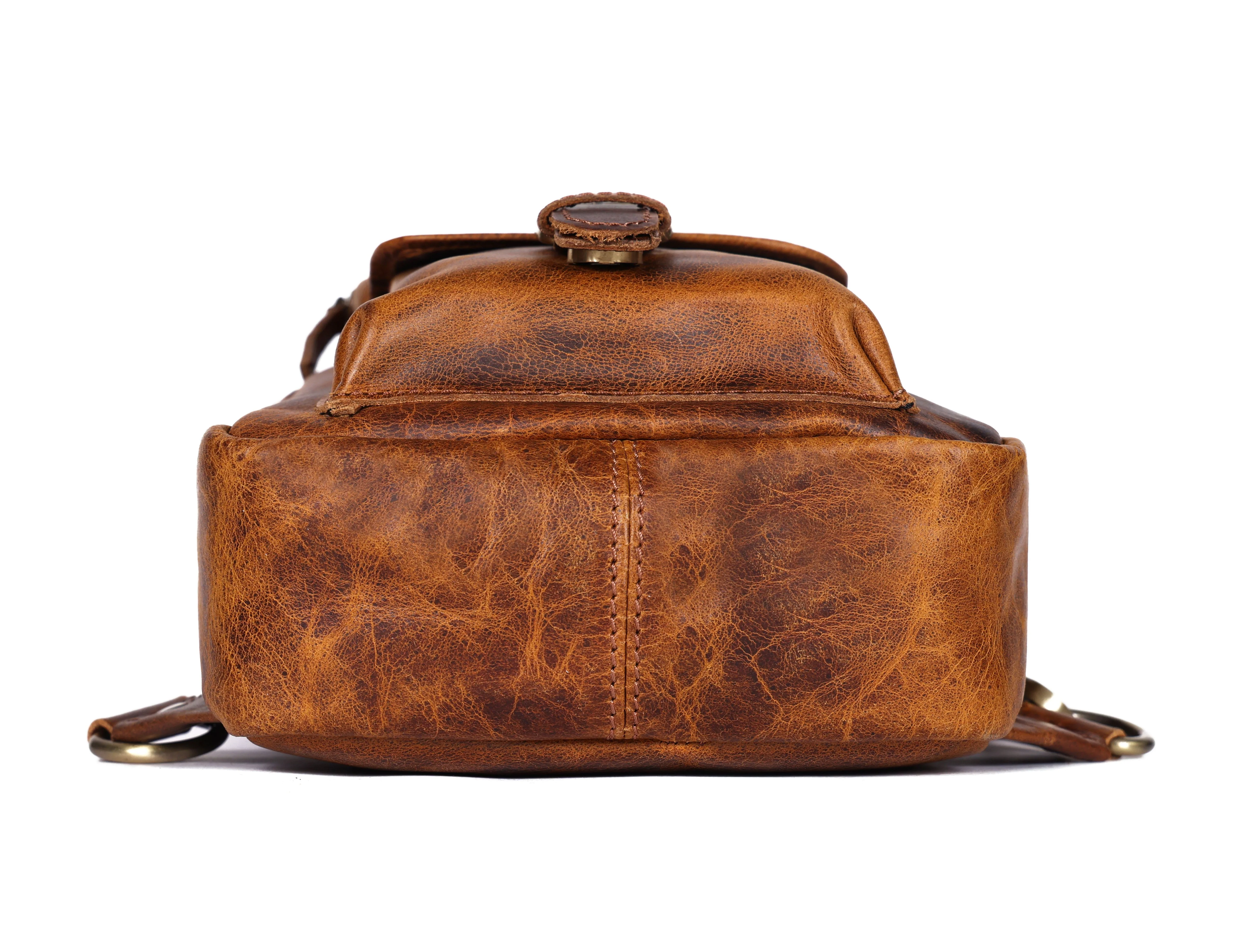 Premium Genuine Leather Crossbody Sling Bag with Multiple Zip Pockets & Adjustable Strap - Image 7