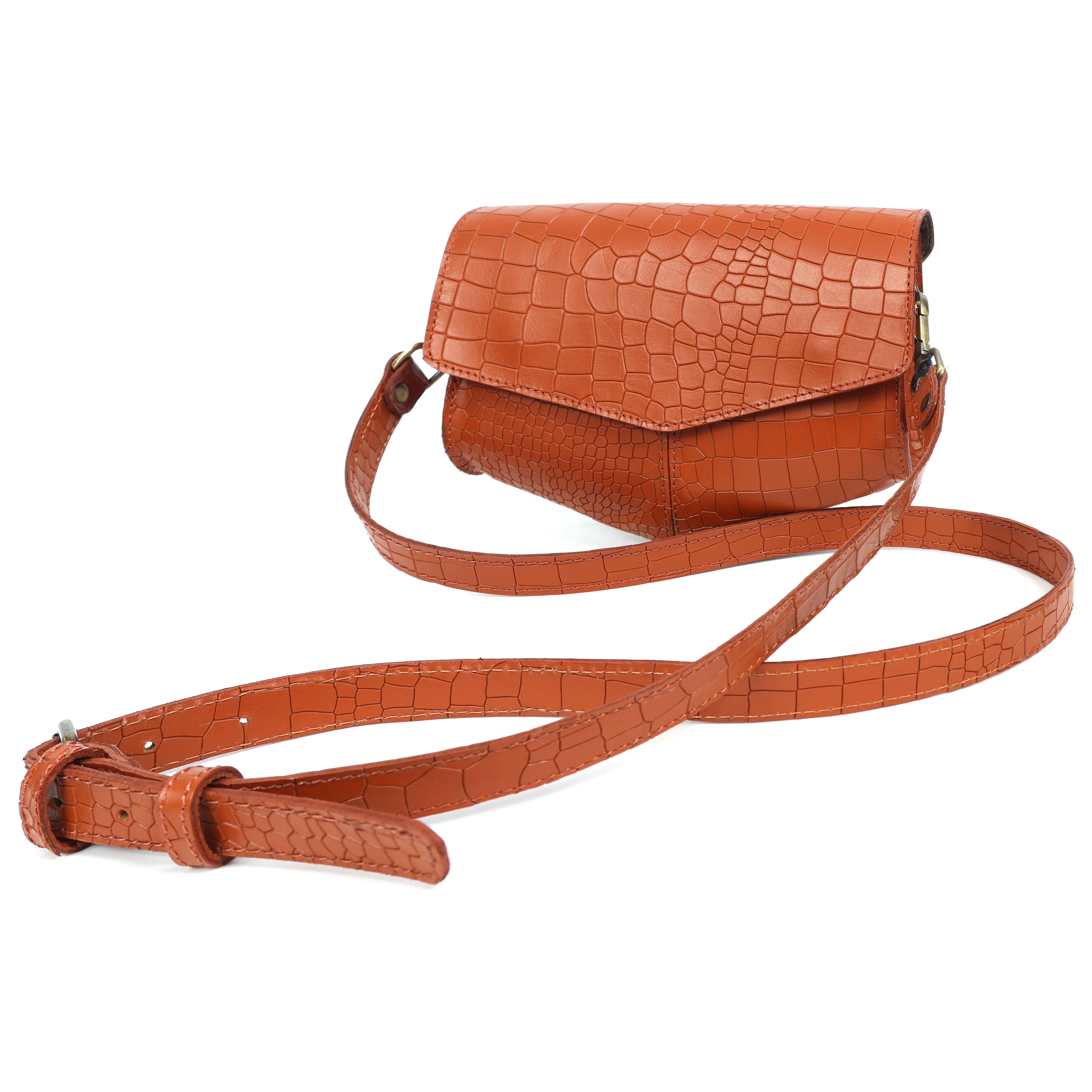 Premium Textured Leather Flap Sling Bag with Adjustable Strap & Inner Zip Pocket - Image 29