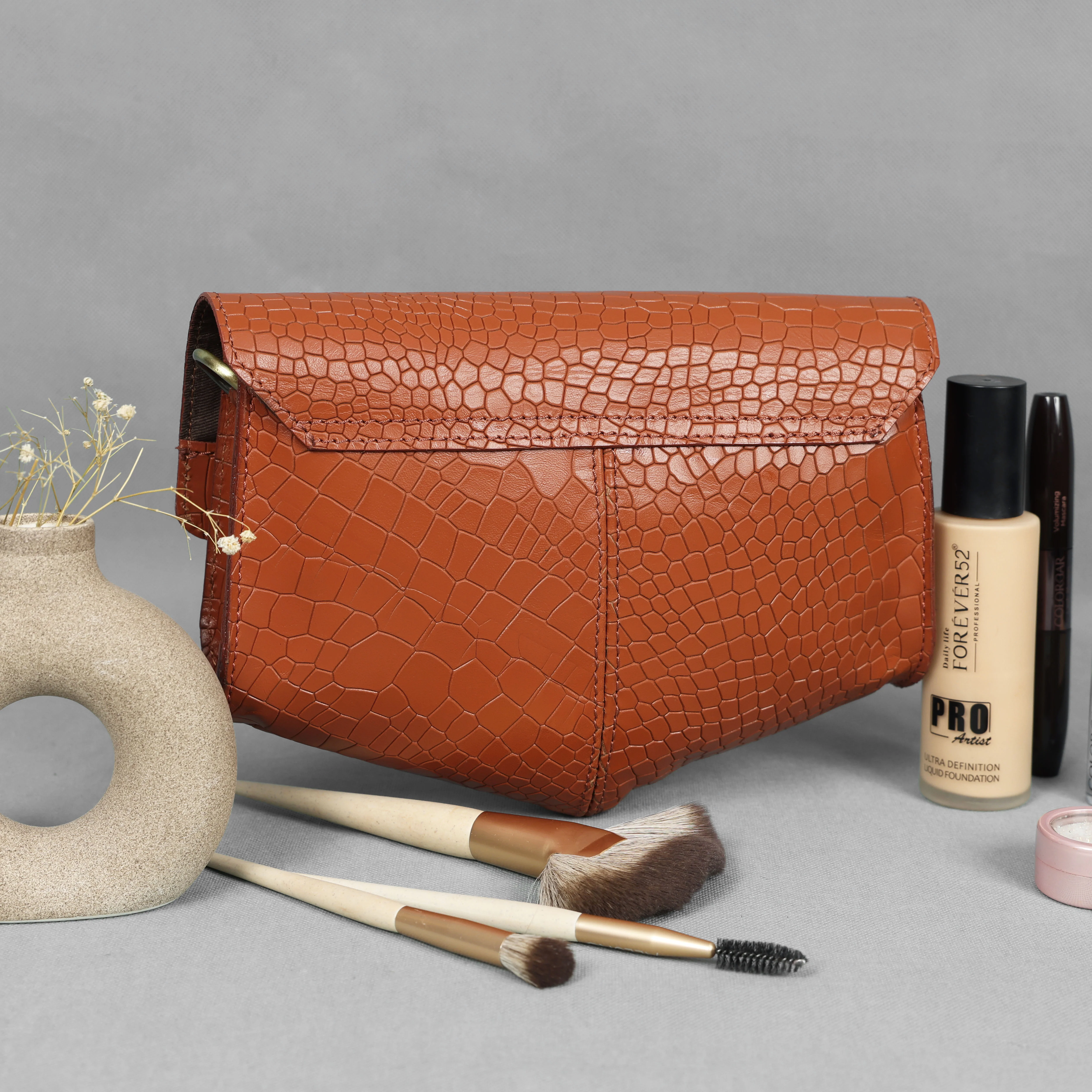 Premium Textured Leather Flap Sling Bag with Adjustable Strap & Inner Zip Pocket - Image 30