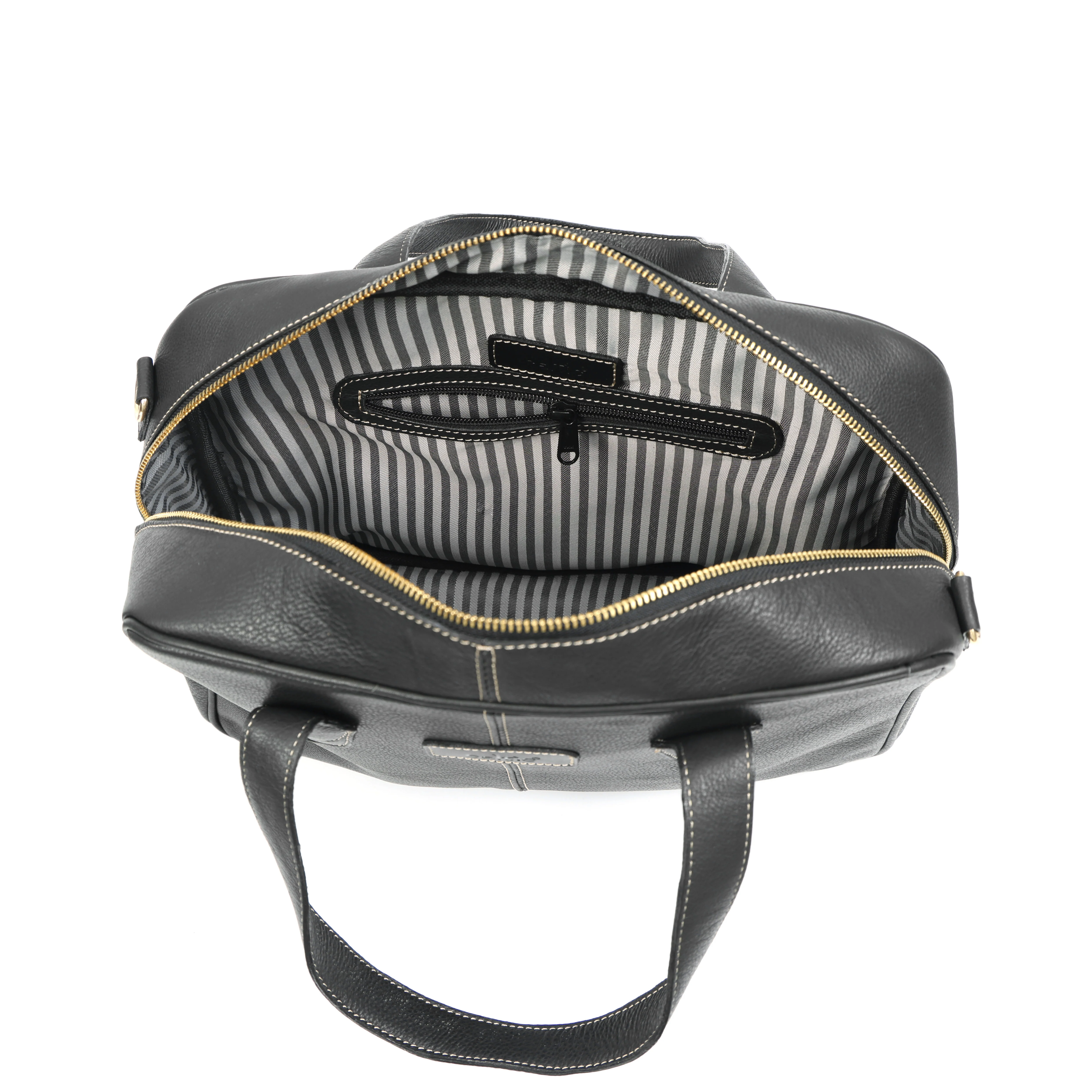 Premium Genuine Black Leather Messenger with Adjustable Shoulder Strap & Inner Zip Pockets - Image 6