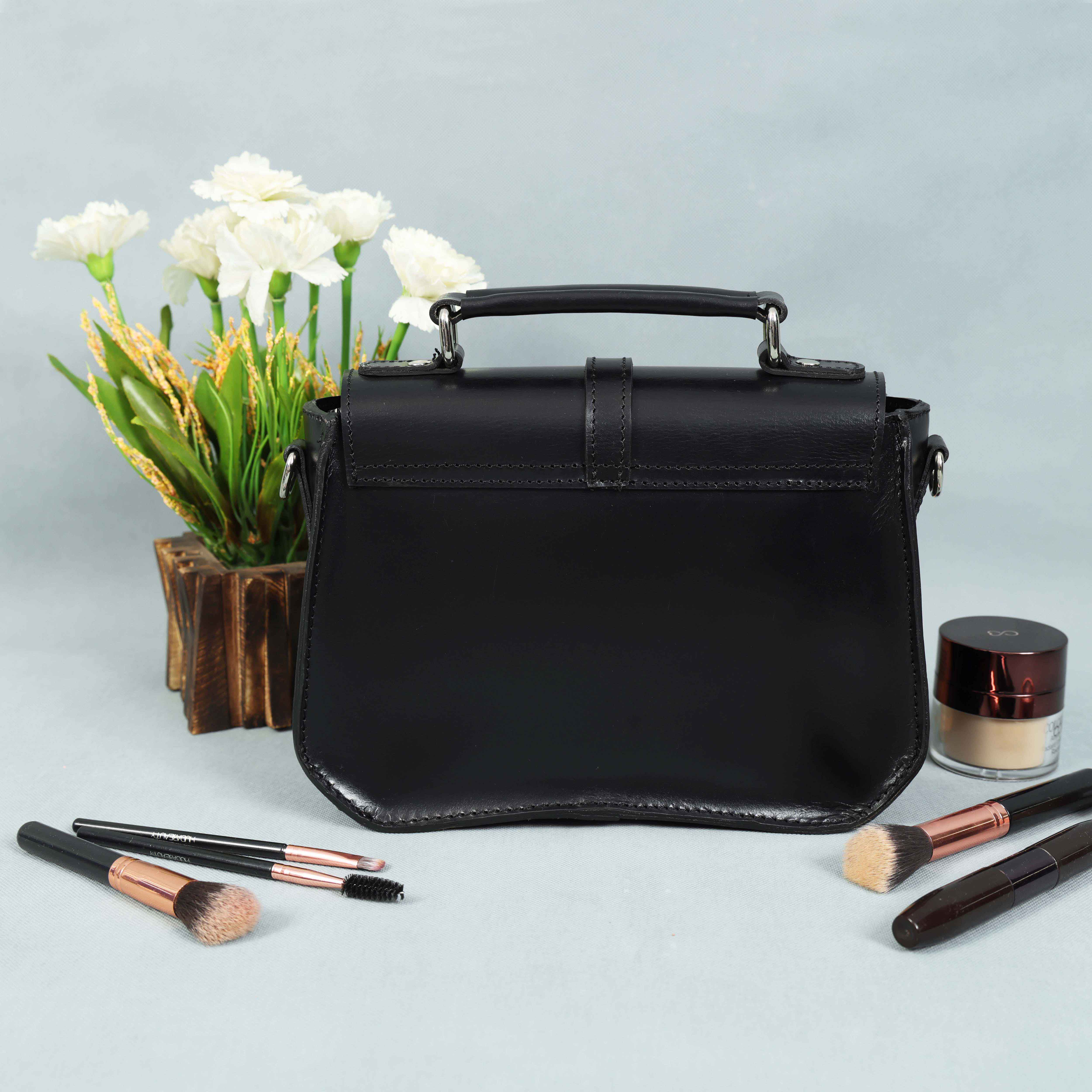 Premium Leather Mini Satchel Sling Crossbody Bag - Image 10