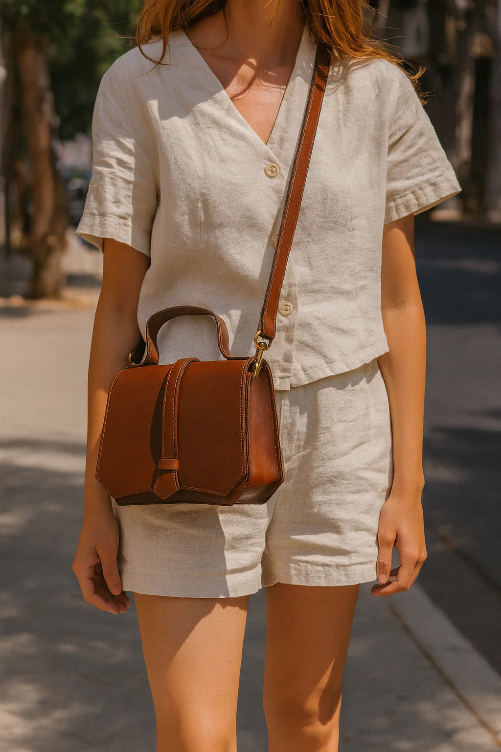 Premium Leather Mini Satchel Sling Crossbody Bag - Image 2