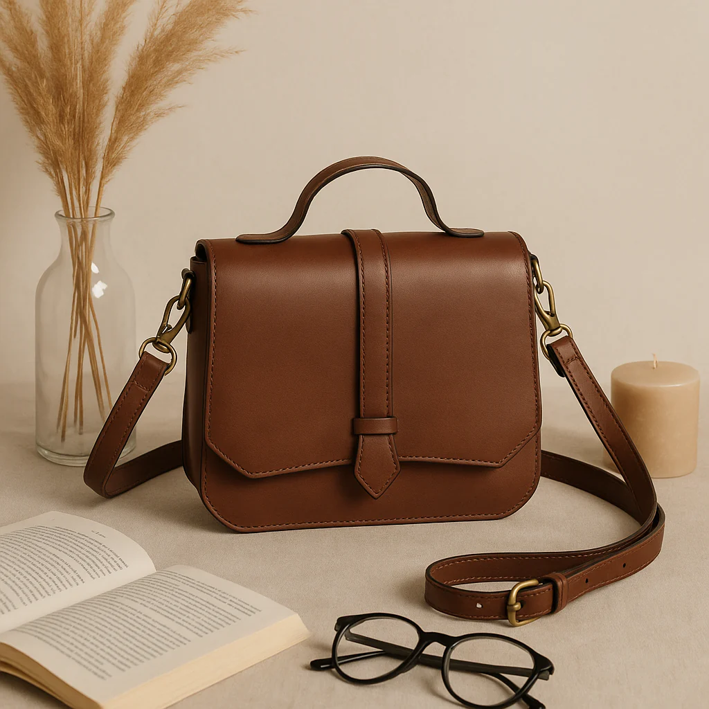 Premium Leather Mini Satchel Sling Crossbody Bag - Image 3